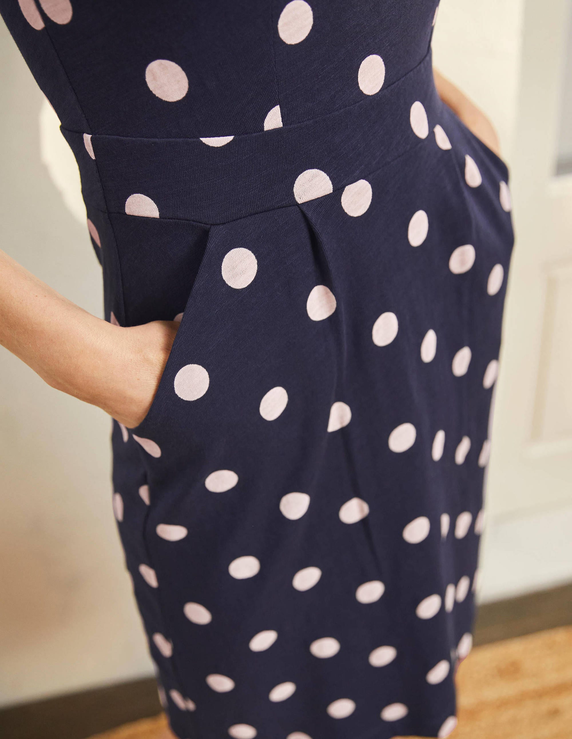 Florrie Jersey Dress-Navy, Dot - Image 2