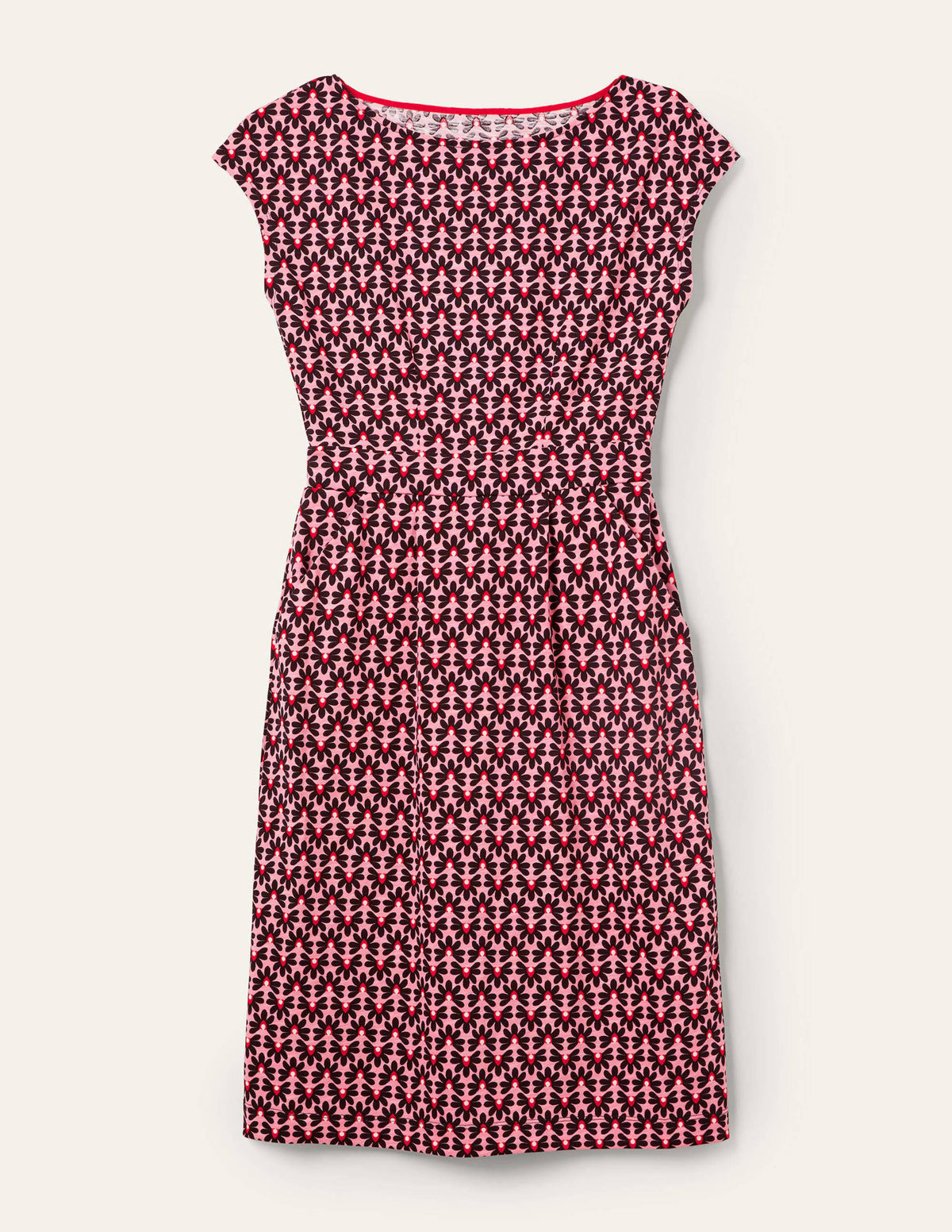 Florrie Jersey Dress-Formica pink, Floral Tile Geo-5