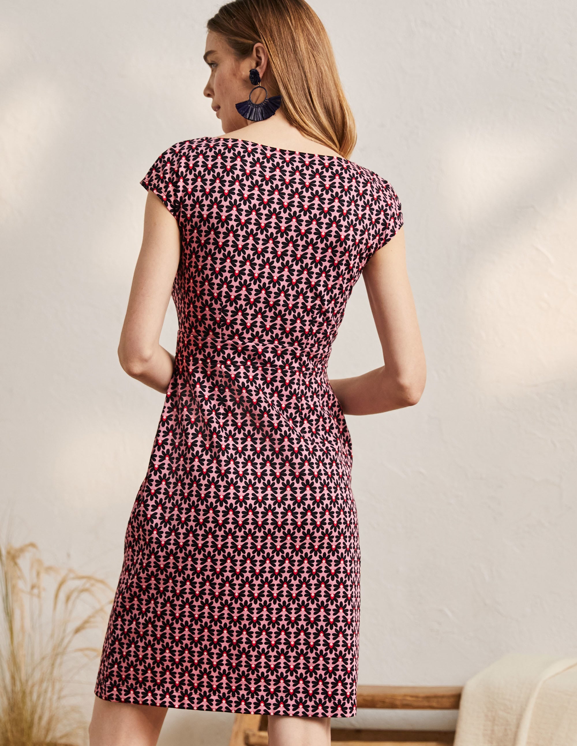 Florrie Jersey Dress-Formica pink, Floral Tile Geo - Image 3