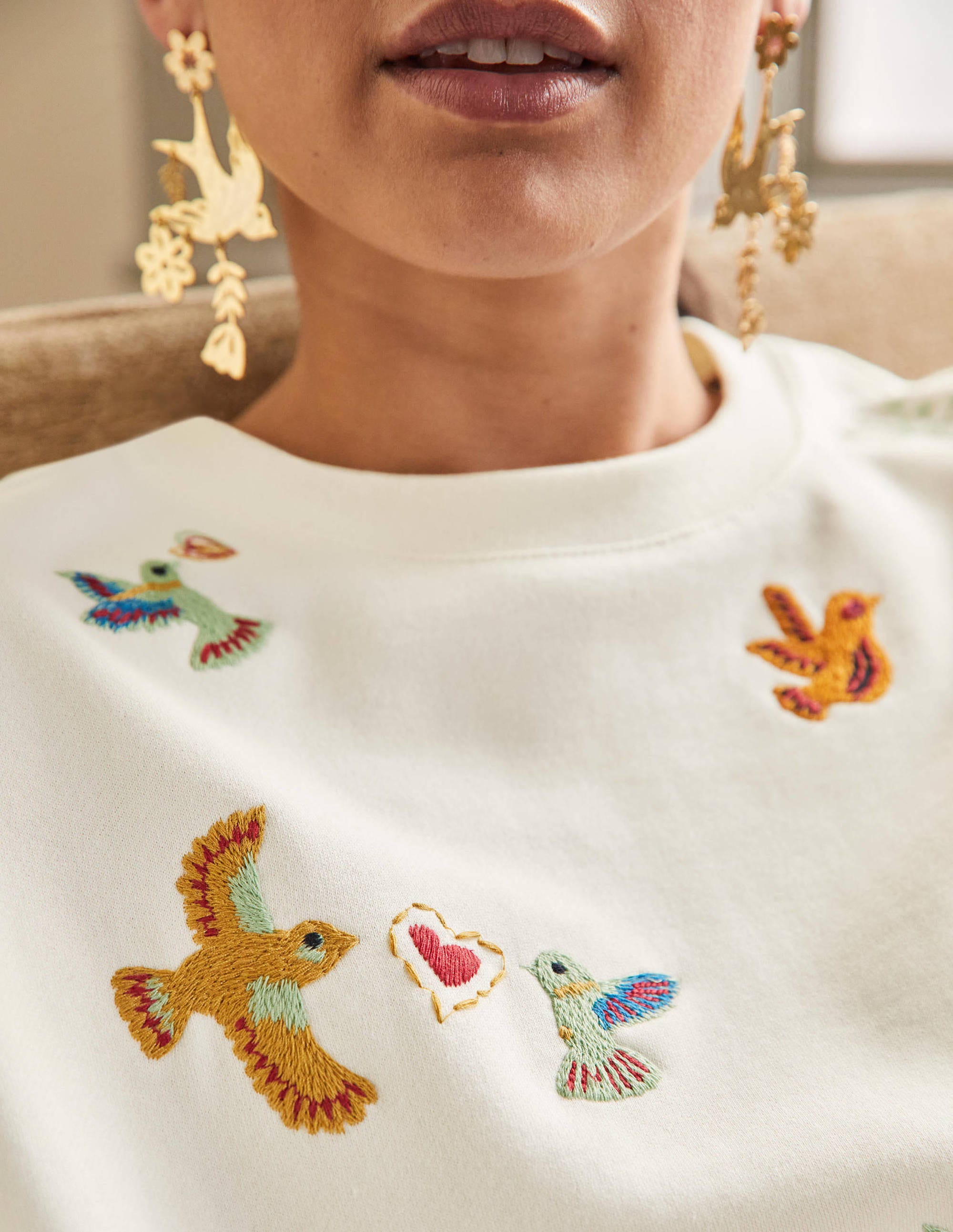 Interest Sweatshirt-Ivory, Multi Embroidery - Image 2