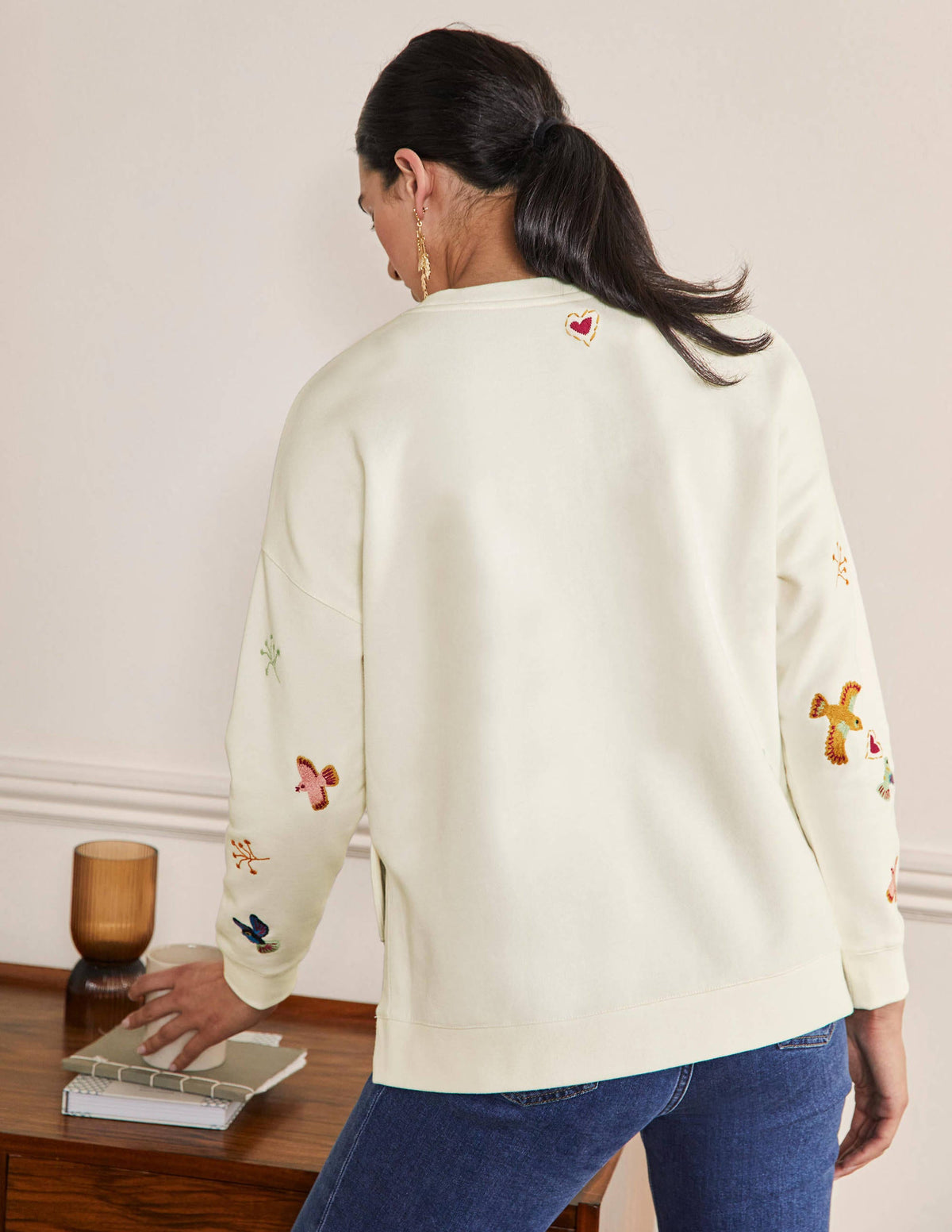 Interest Sweatshirt-Ivory, Multi Embroidery - Image 3