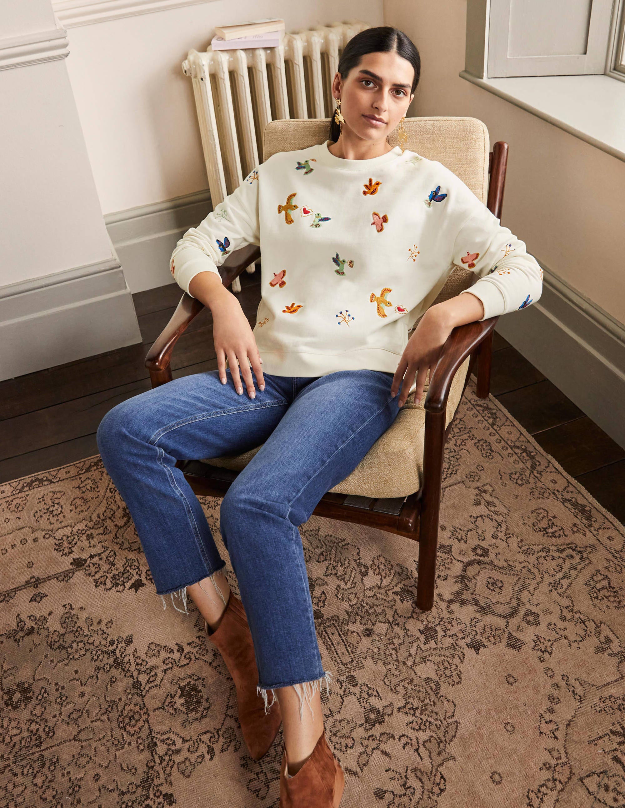 Interest Sweatshirt-Ivory, Multi Embroidery - Image 4