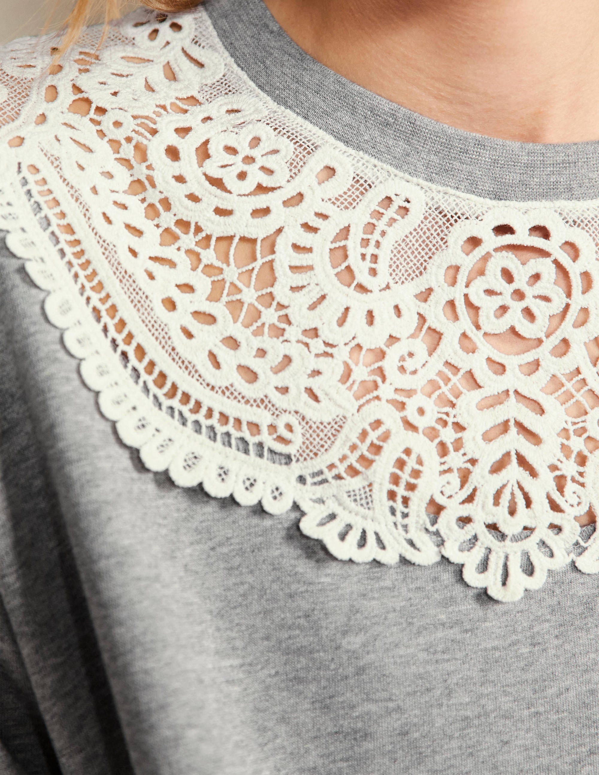 Interest Sweatshirt-Grey Marl / Ivory - Image 2