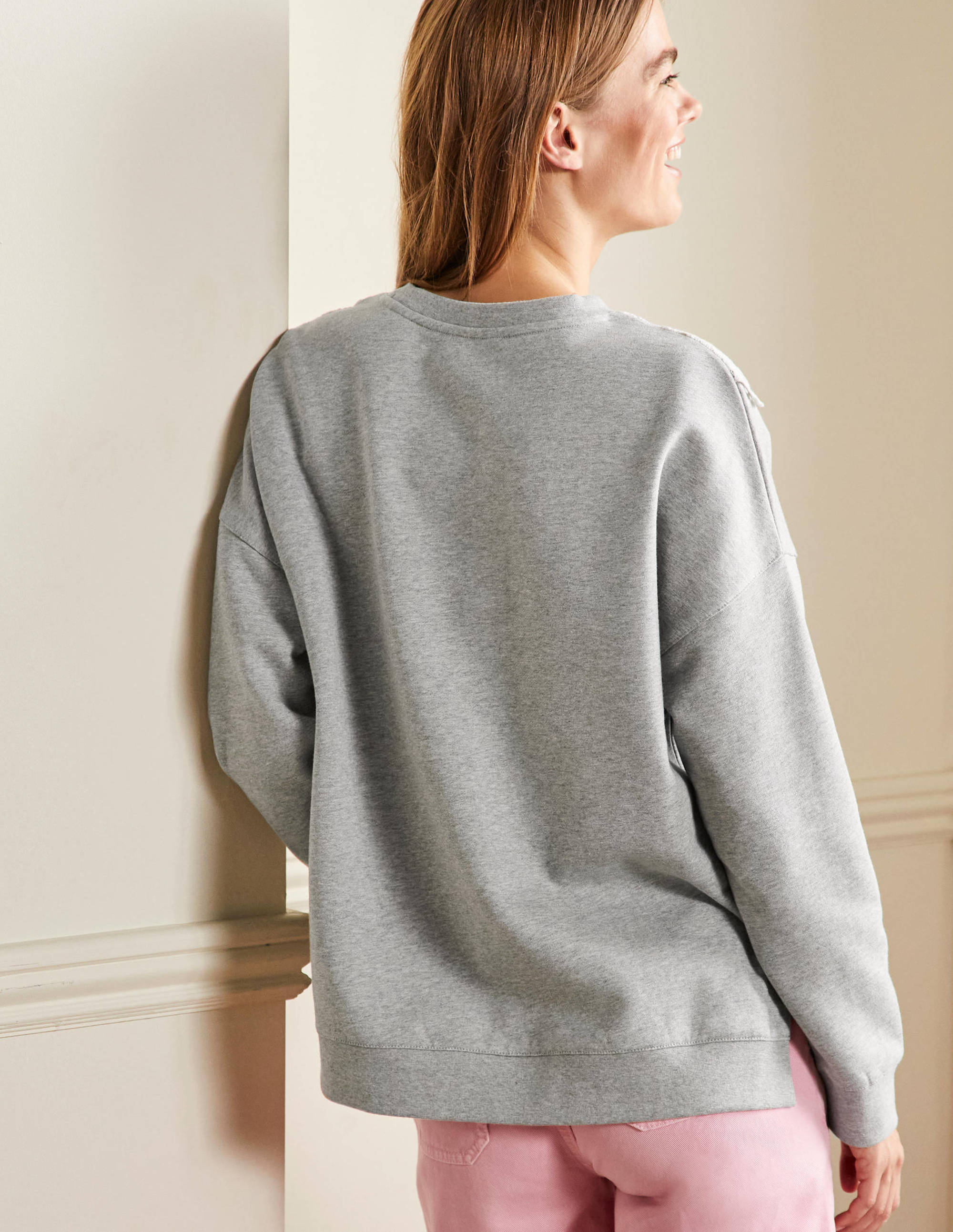 Interest Sweatshirt-Grey Marl / Ivory - Image 3