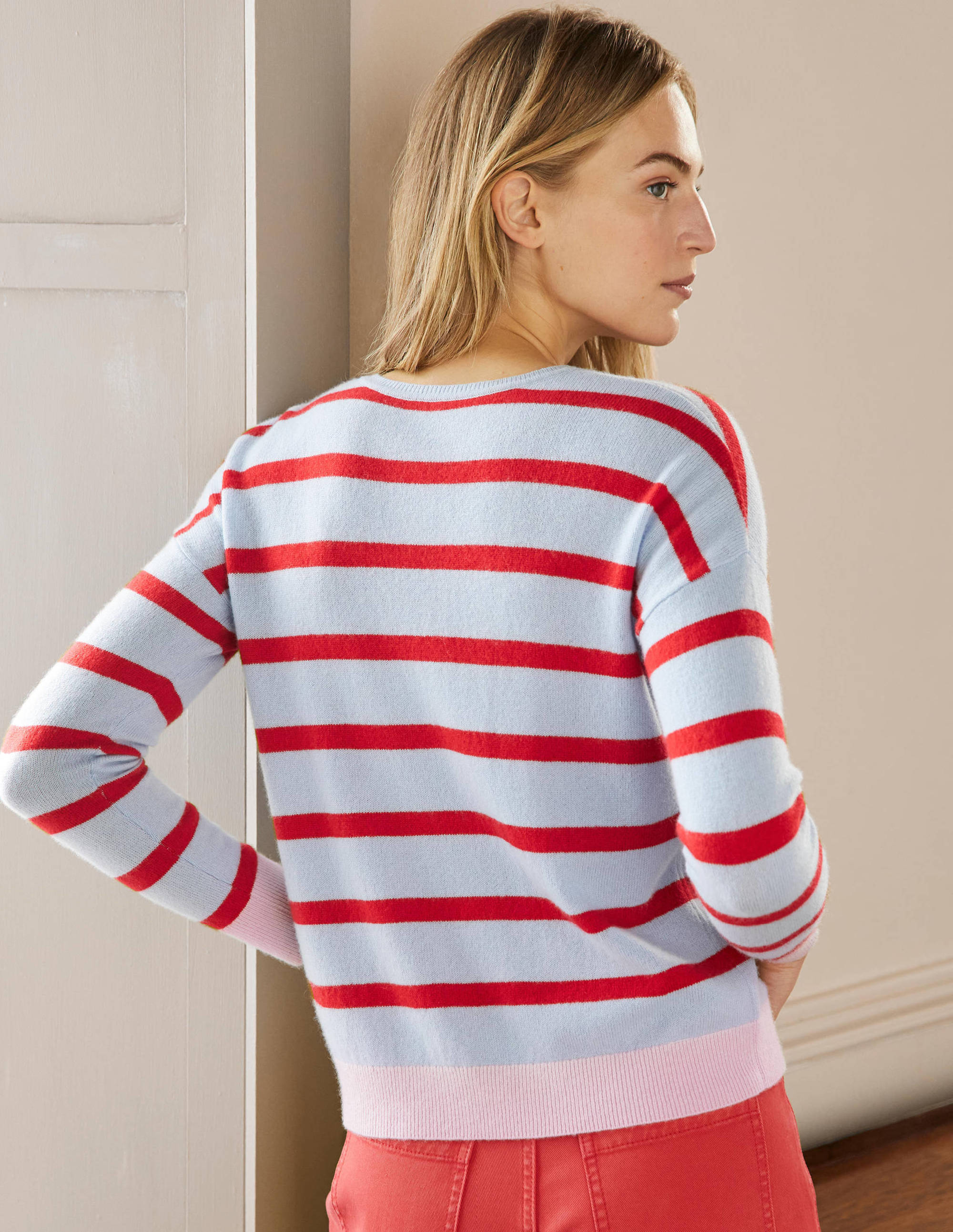 Striped Cashmere Sweater-Lapis Light Blue Stripe - Image 3