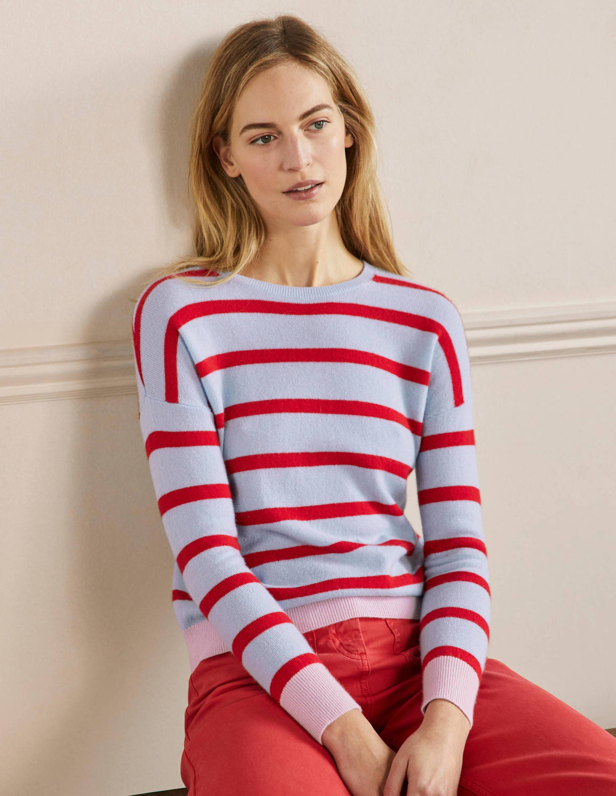 Striped Cashmere Sweater-Lapis Light Blue Stripe - Image 4