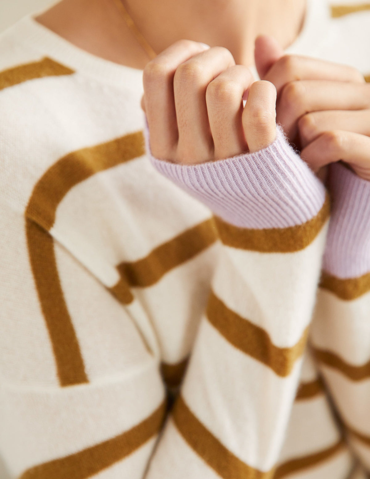 Striped Cashmere Sweater-Ivory Melange Stripe-2