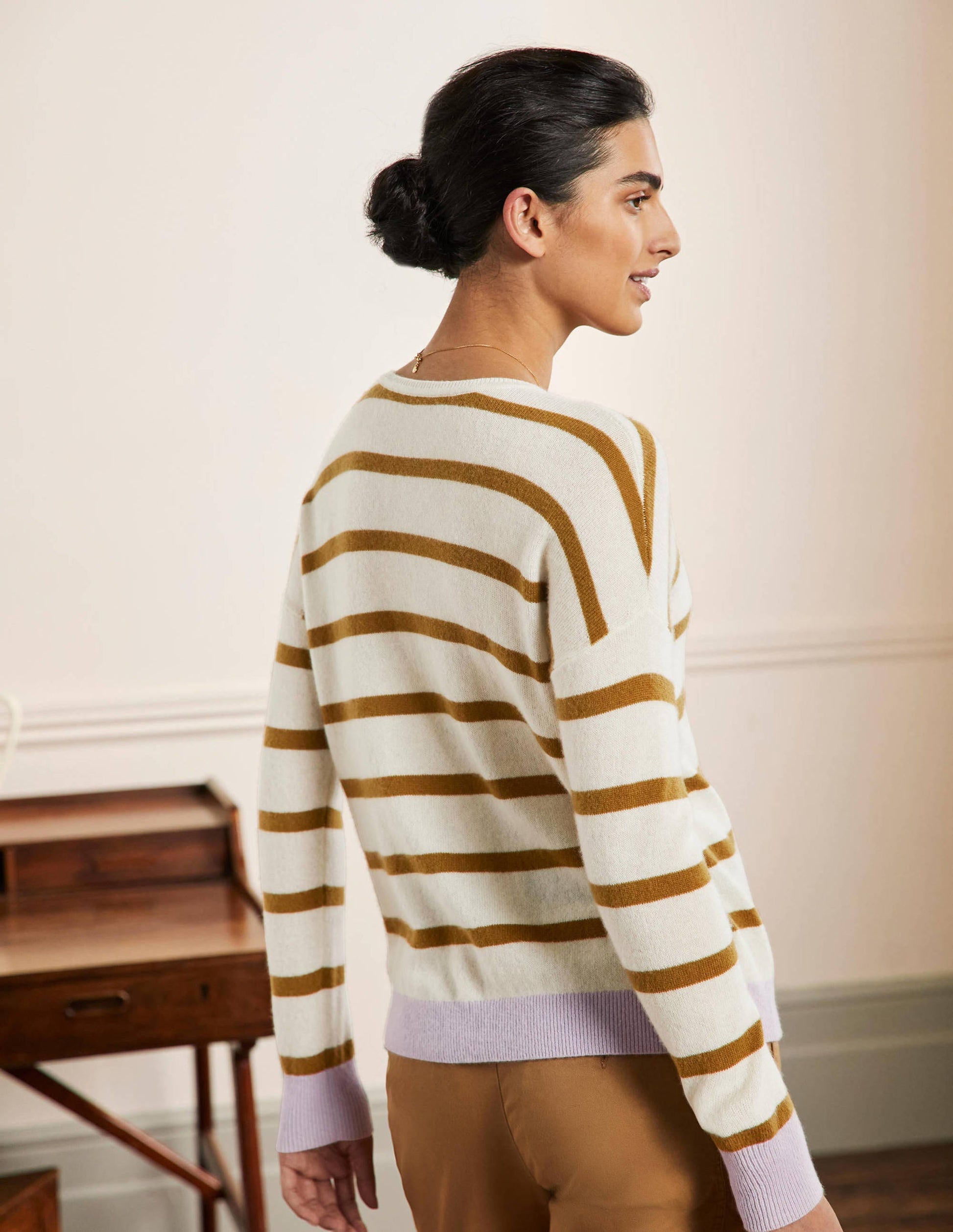 Striped Cashmere Sweater-Ivory Melange Stripe-3