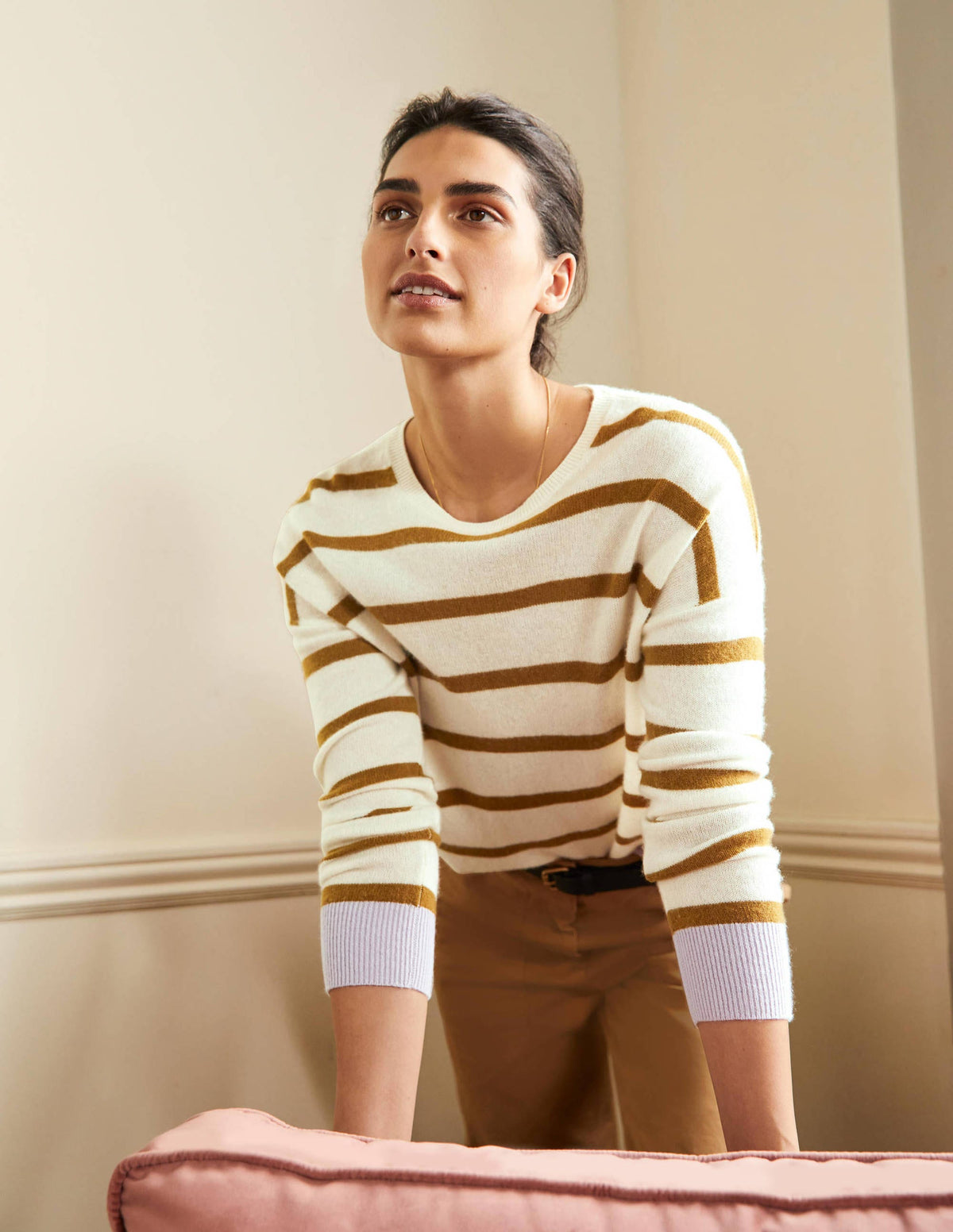 Striped Cashmere Sweater-Ivory Melange Stripe-4