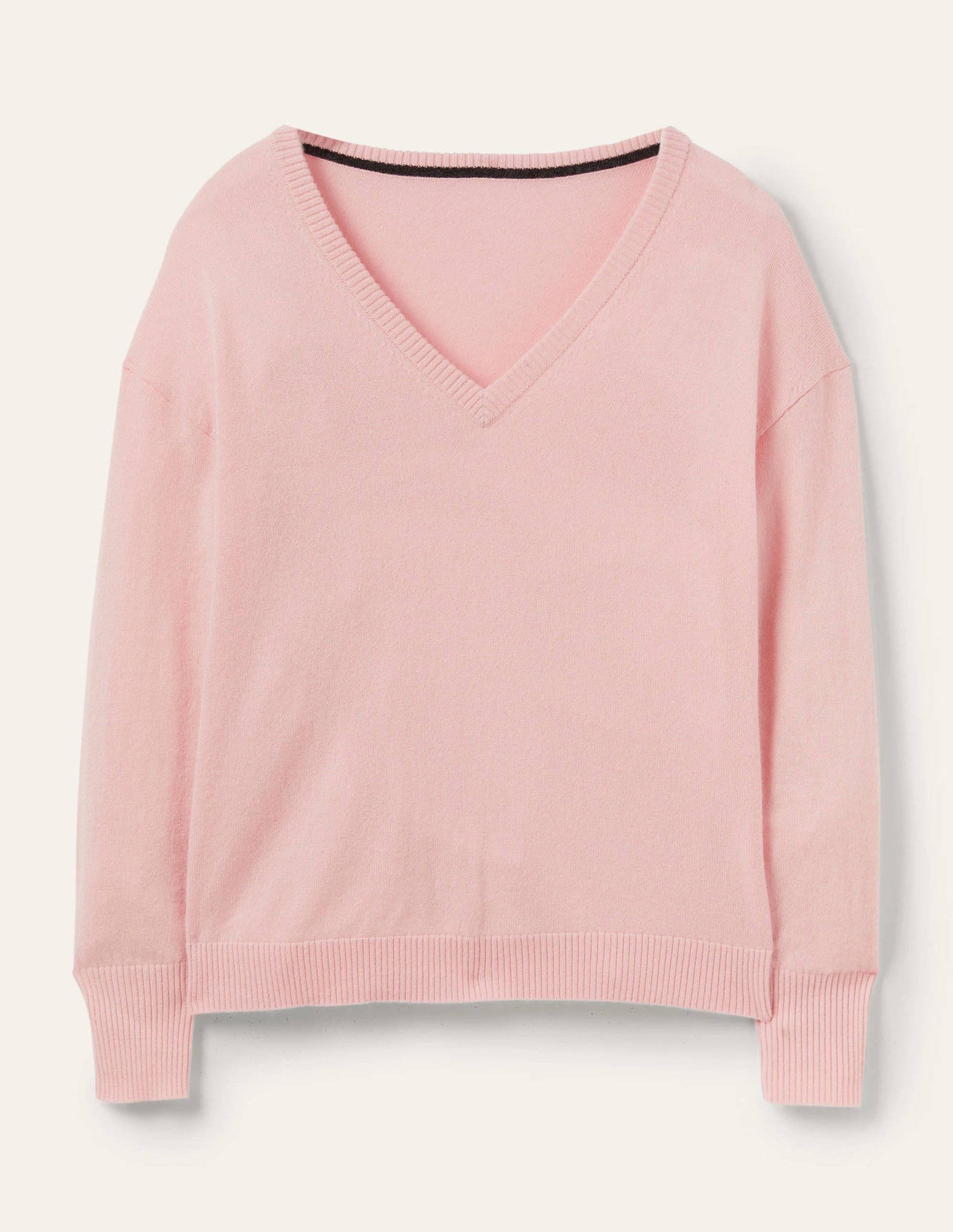 Cashmere V-neck Relax Jumper-Pink Blush-5