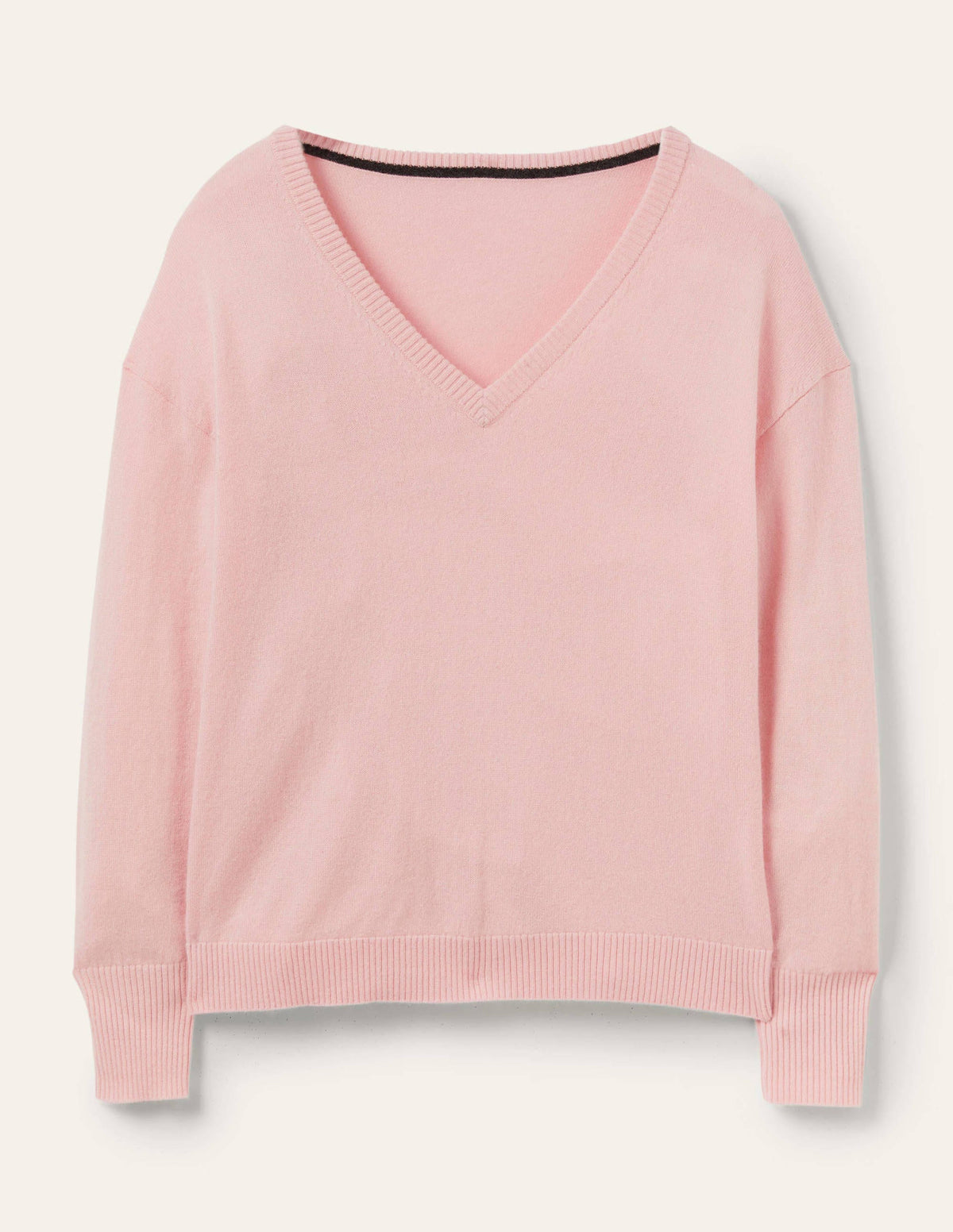 Cashmere V-neck Relax Jumper-Pink Blush - Image 5