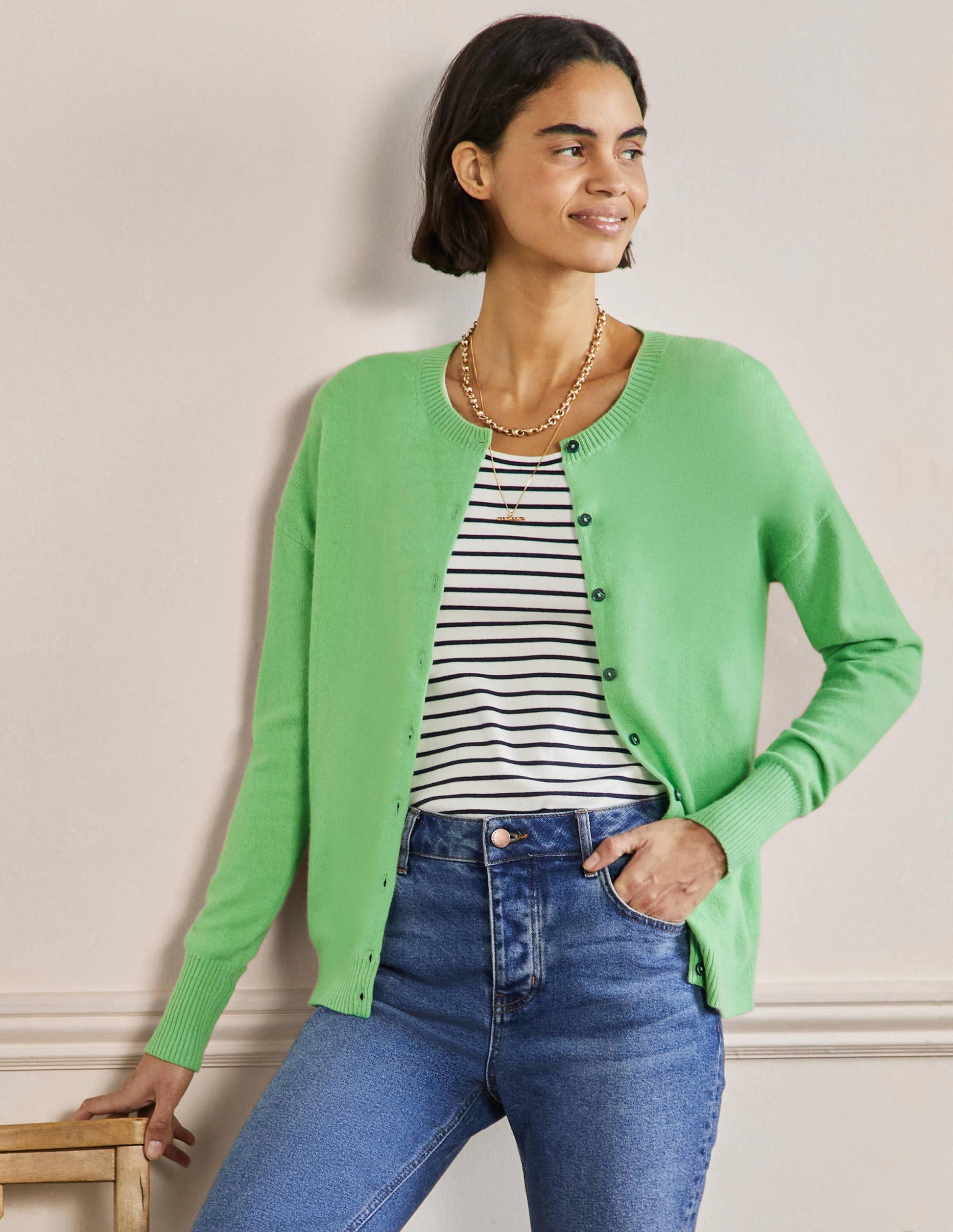 Cashmere Cardigan-Zephyr Green-4