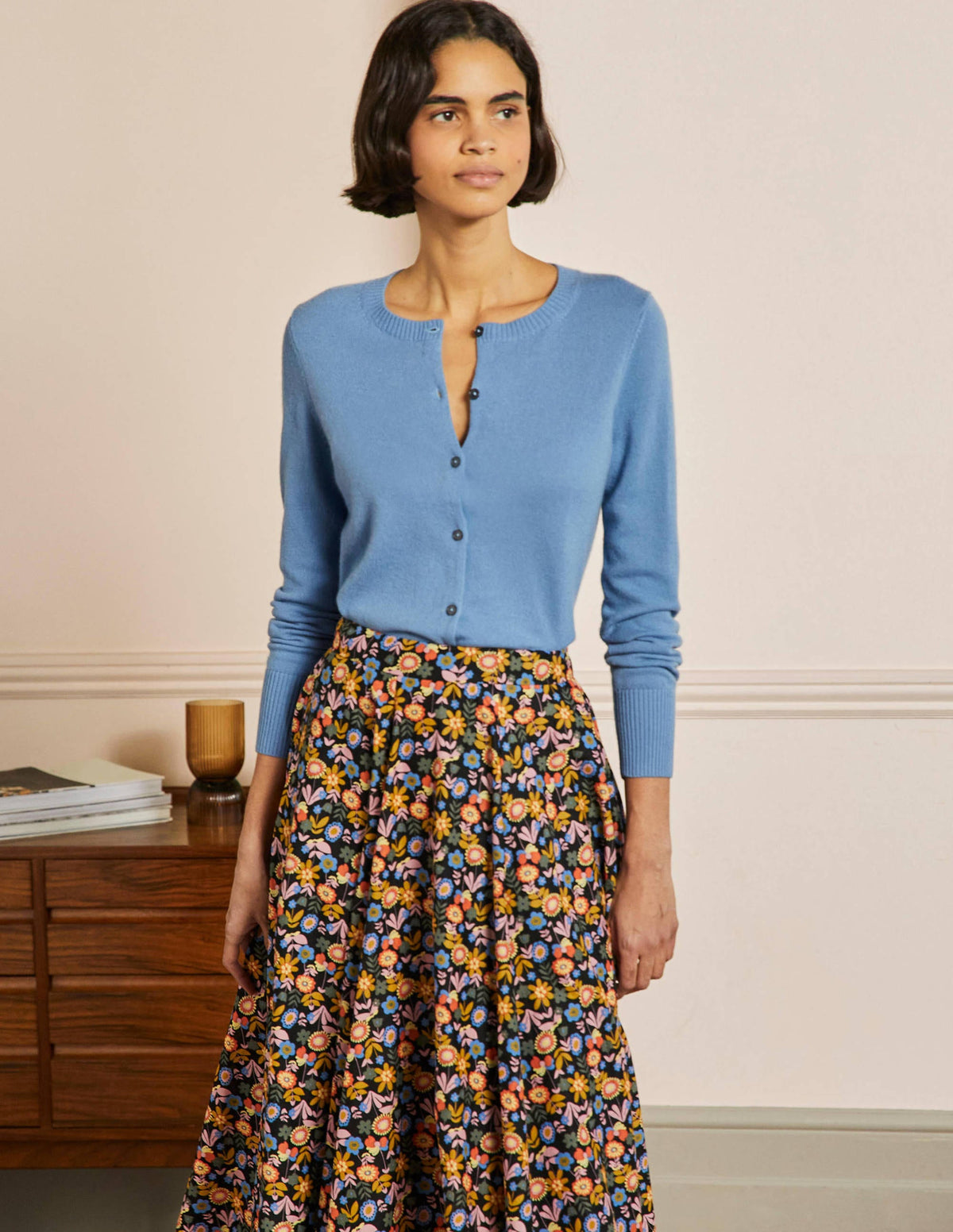 Cashmere Cropped Cardigan-Riviera Blue-1