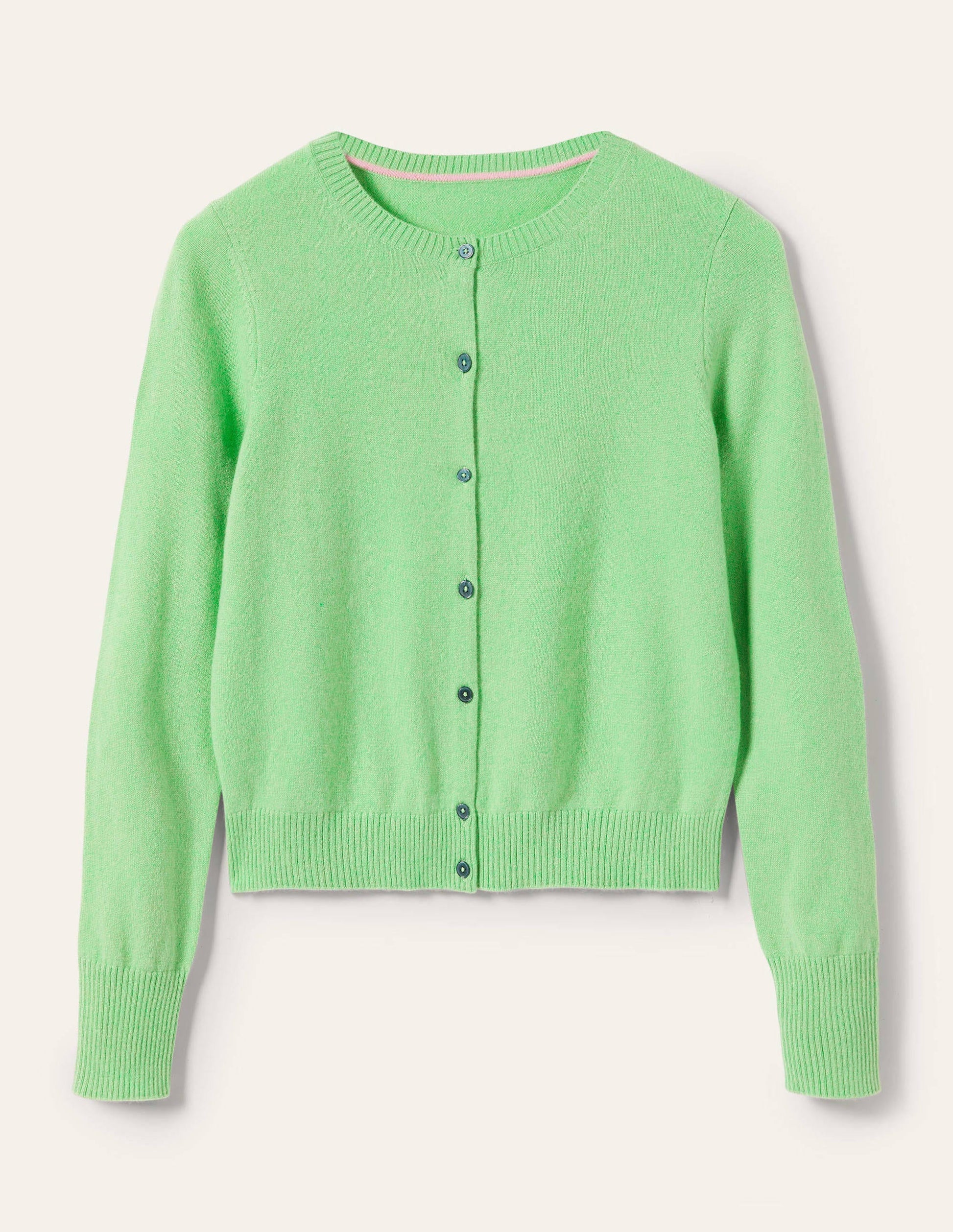 Cashmere Cropped Cardigan-Zephyr Green-5