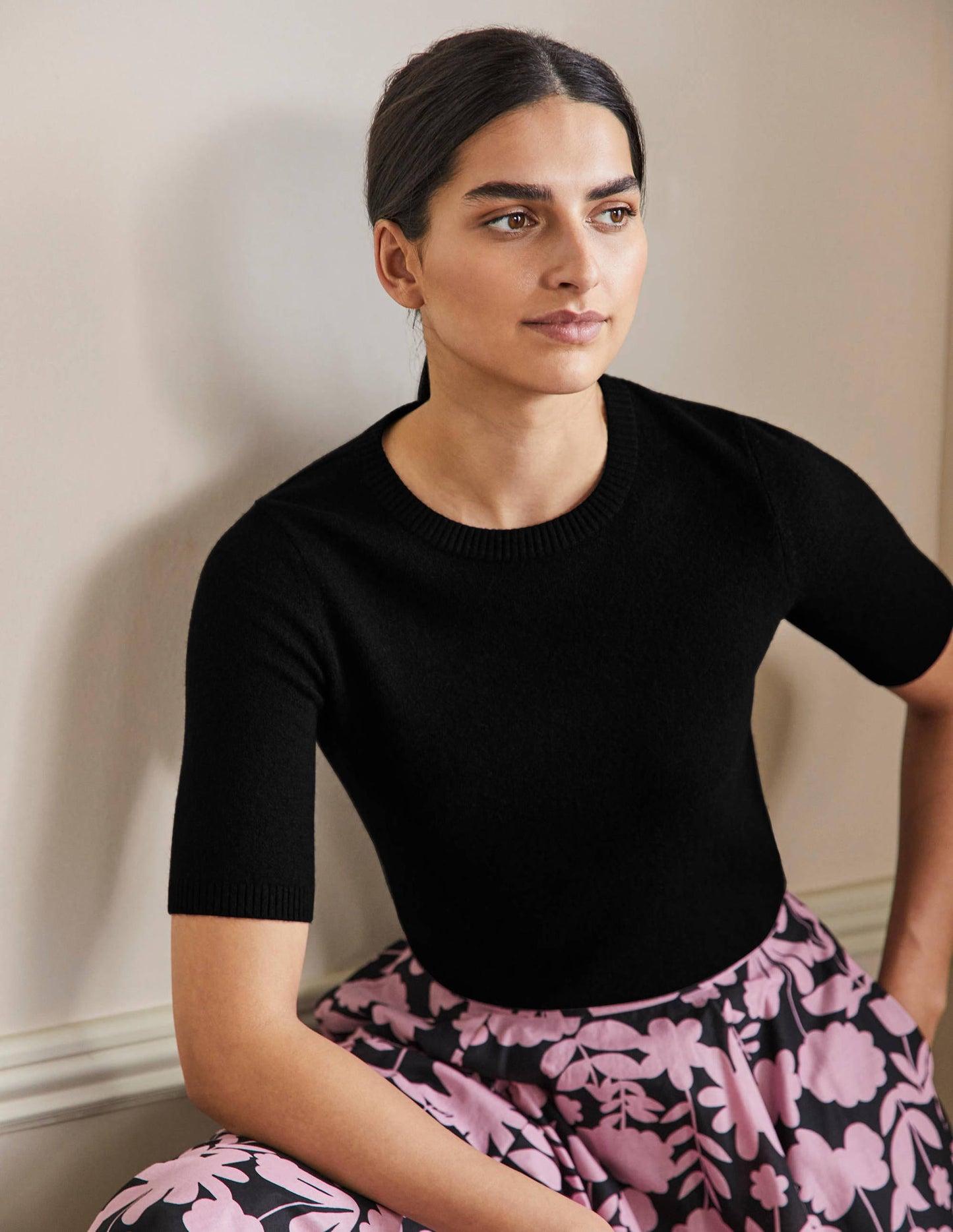 Cashmere Knitted Top-Black