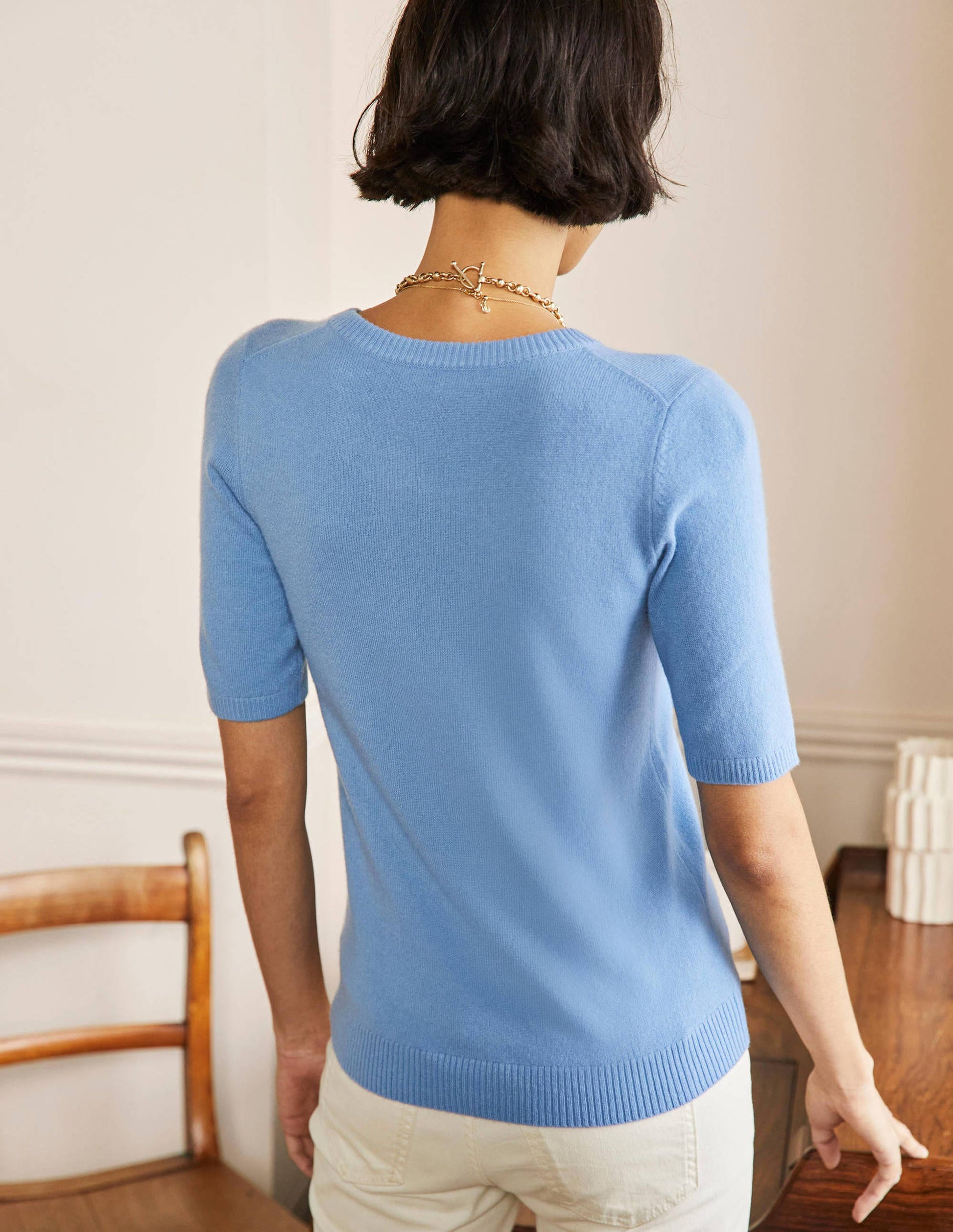 Cashmere Knitted Top-Riviera Blue-2