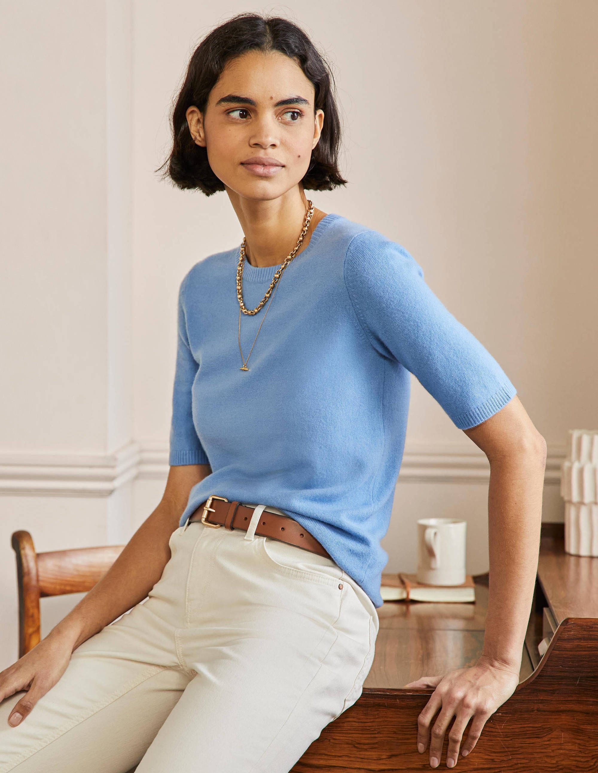 Cashmere Knitted Top-Riviera Blue - Image 3