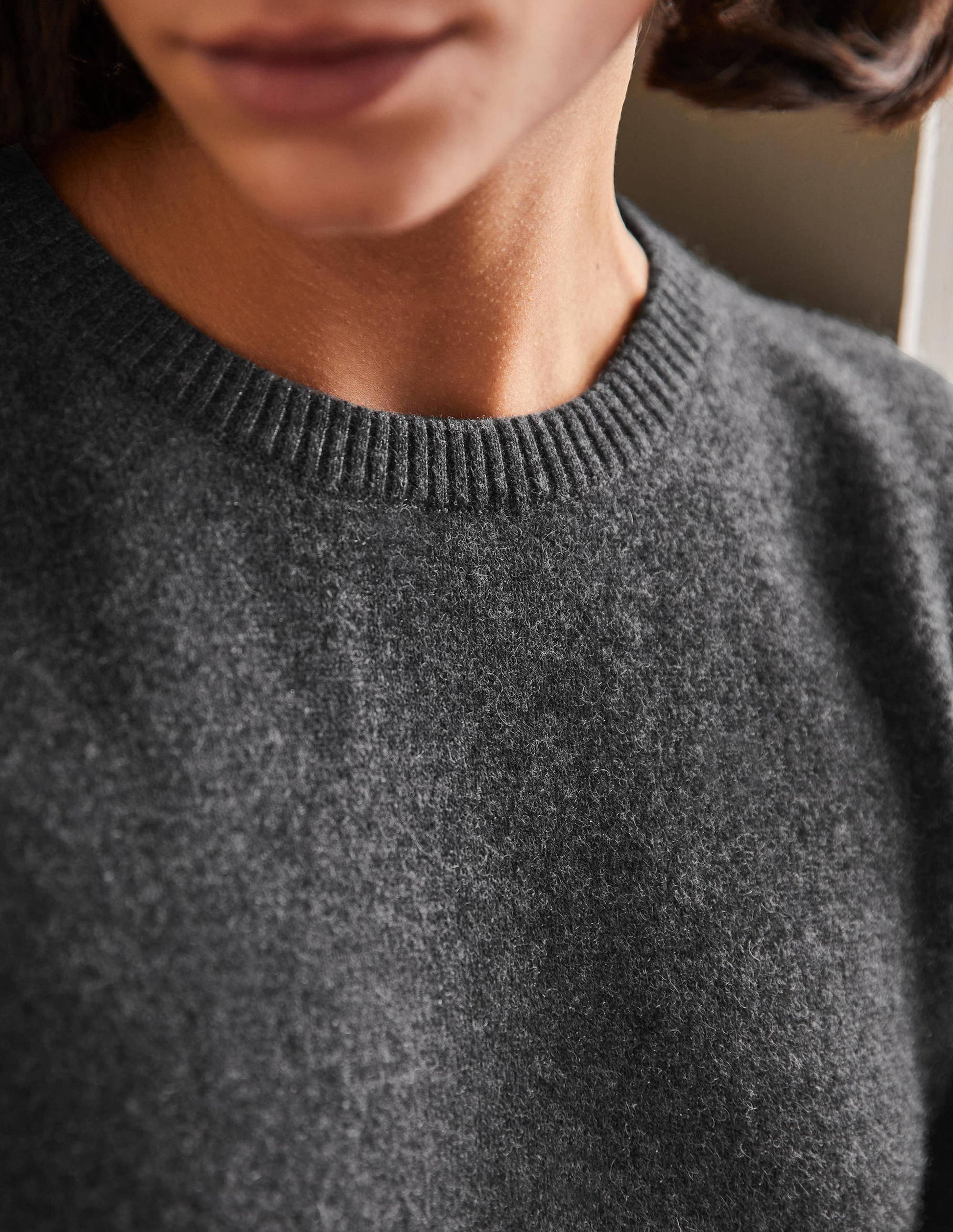 Cashmere Knitted Top-Charcoal Melange-2