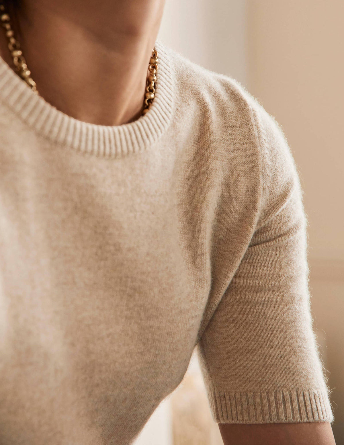 Cashmere Knitted Top-Chinchilla Melange-2