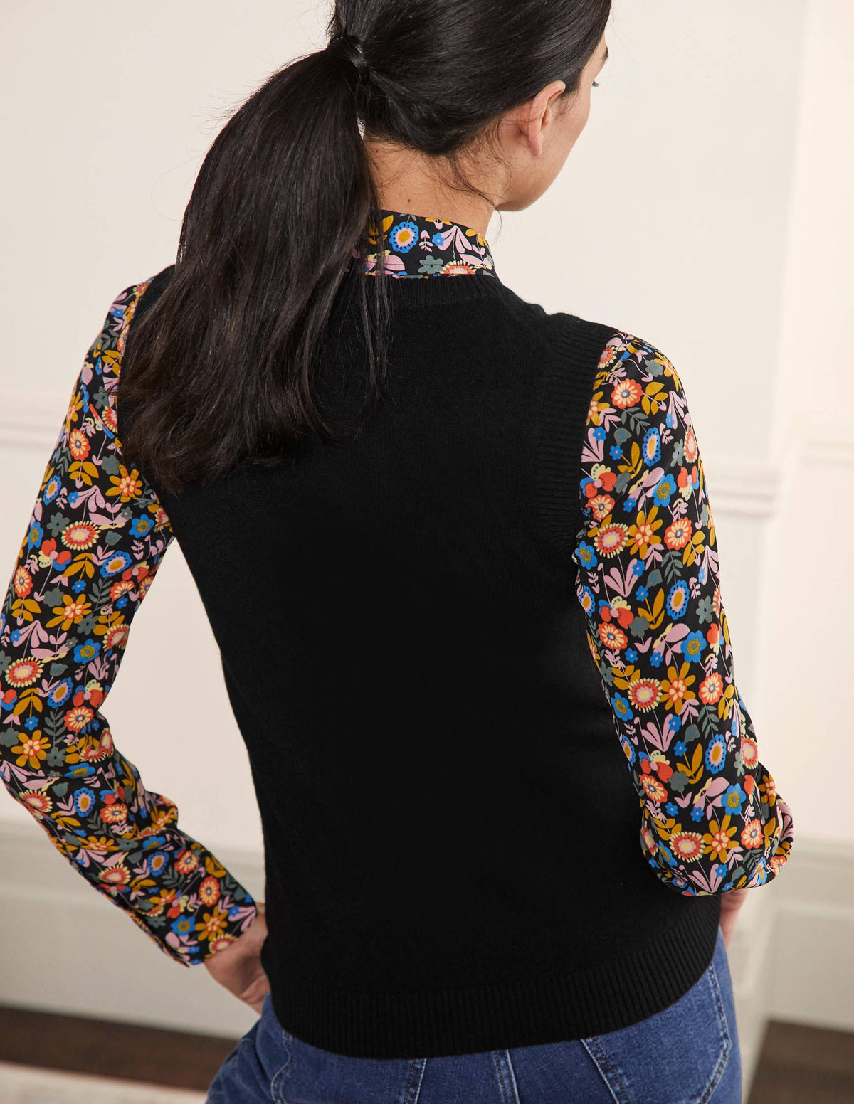 Cashmere Knitted Sweater Vest-Black - Image 3