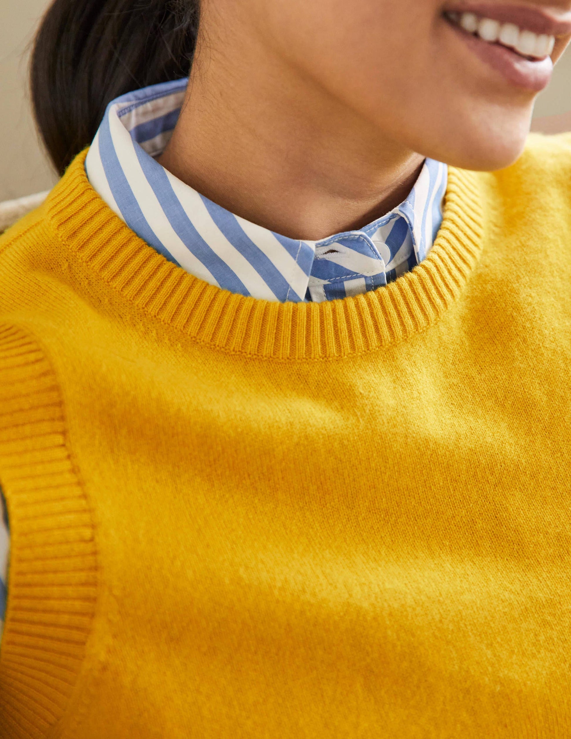 Cashmere Knitted Sweater Vest-Citrine Yellow-2