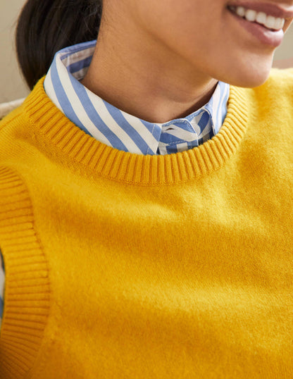 Cashmere Knitted Sweater Vest-Citrine Yellow-2