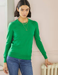 Cotton Crew Neck Sweater-Highland Green