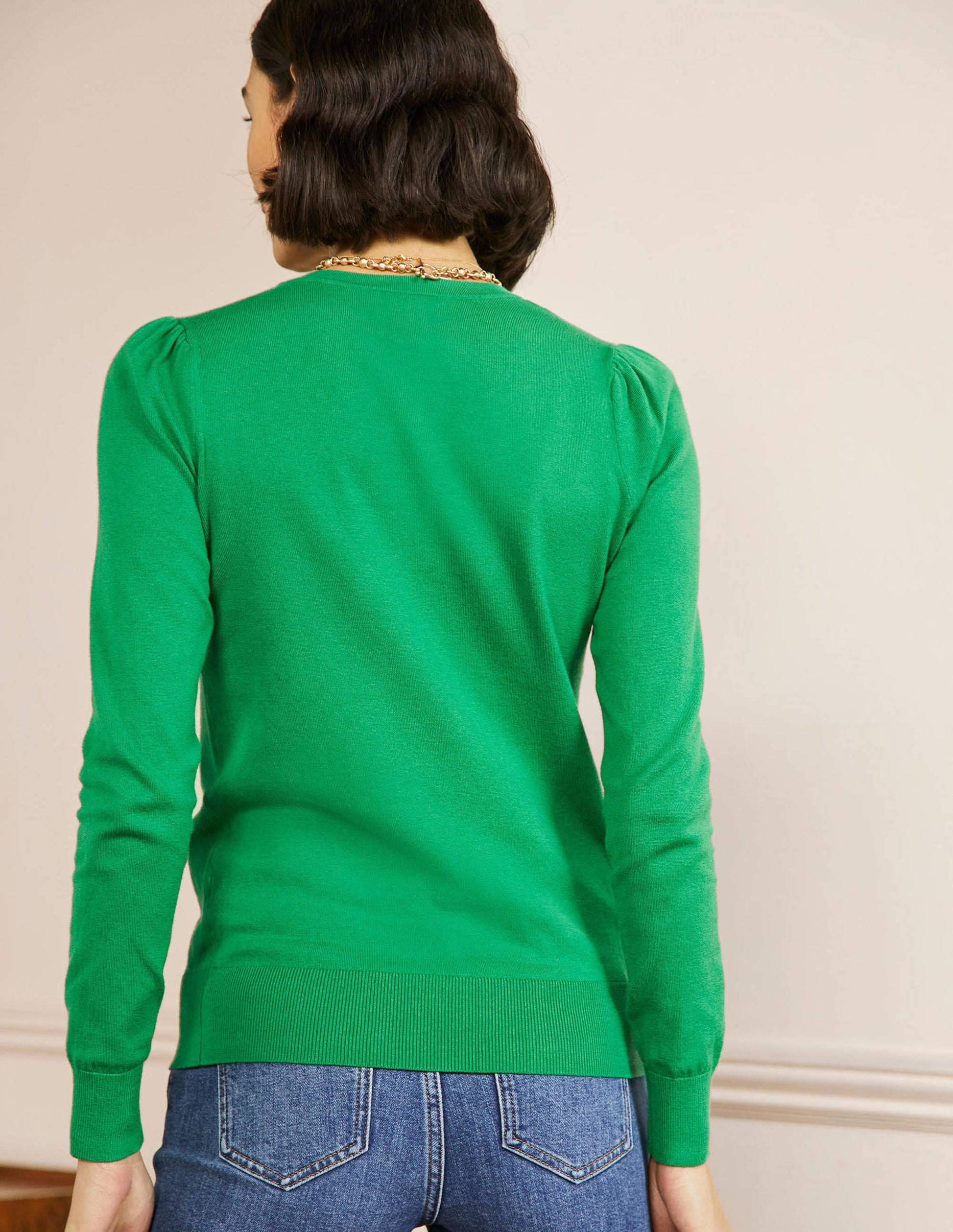 Cotton Crew Neck Sweater-Highland Green-3