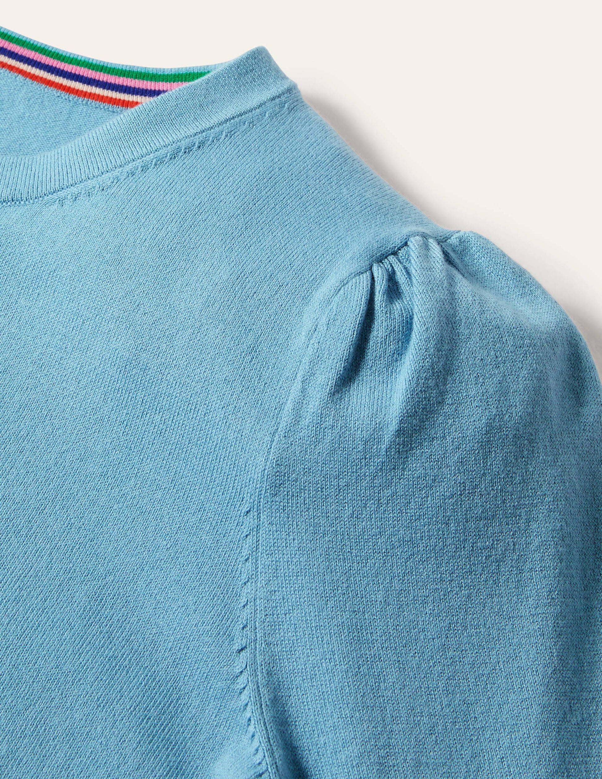 Cotton Crew Neck Sweater-Dusty Blue-6