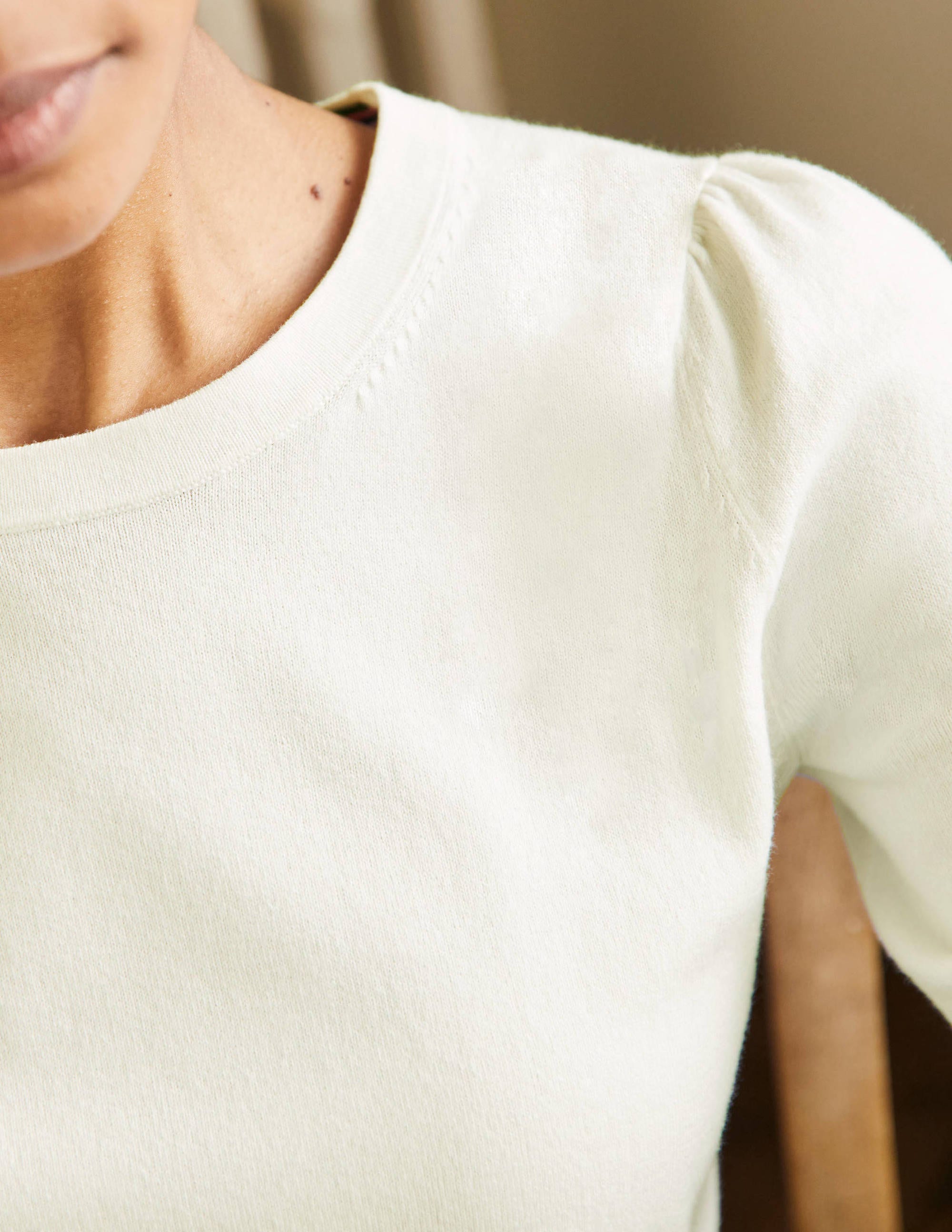 Cotton Crew Neck Sweater-Ivory - Image 2