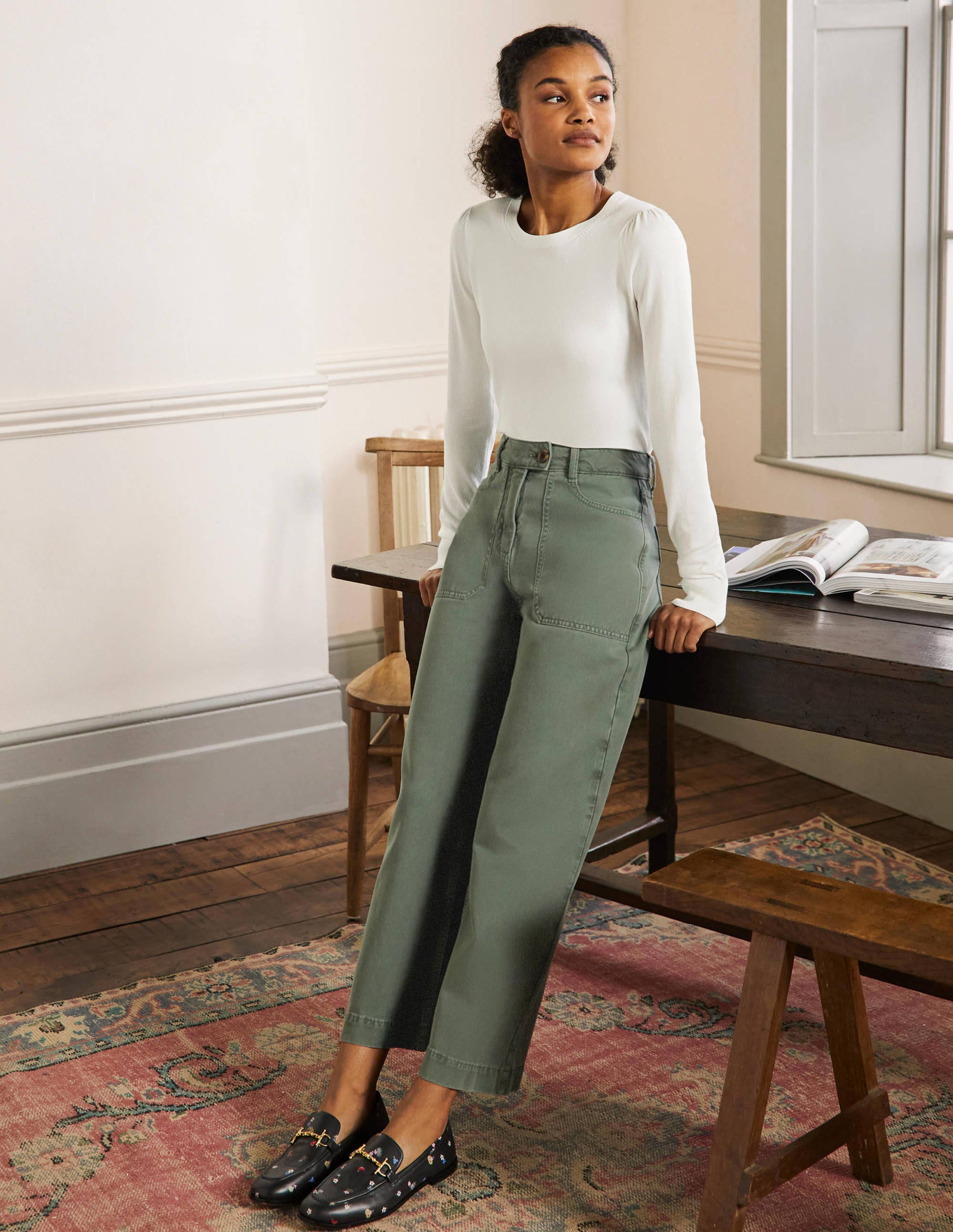 Cotton Crew Neck Sweater-Ivory - Image 4