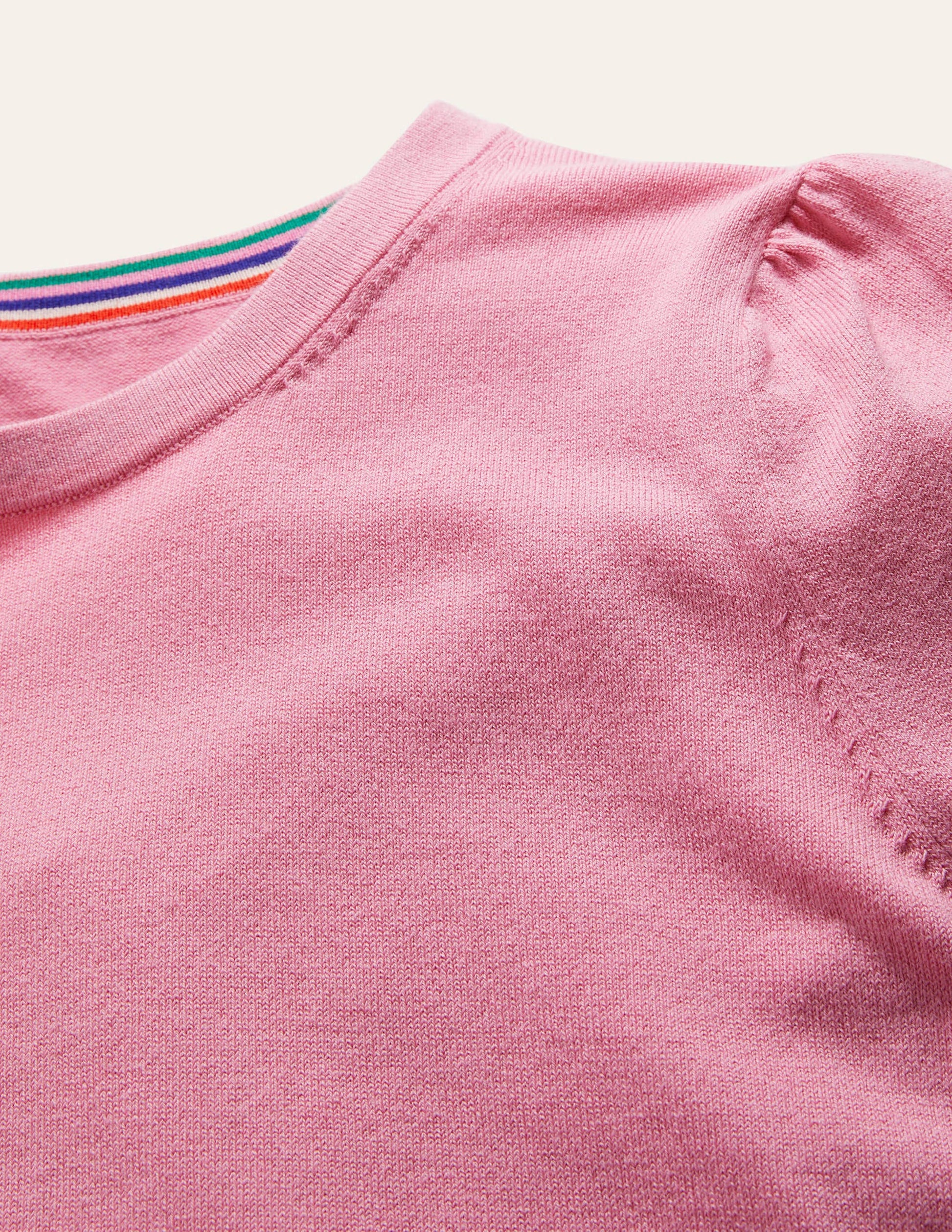 Cotton Crew Neck Sweater-Posy Pink-6