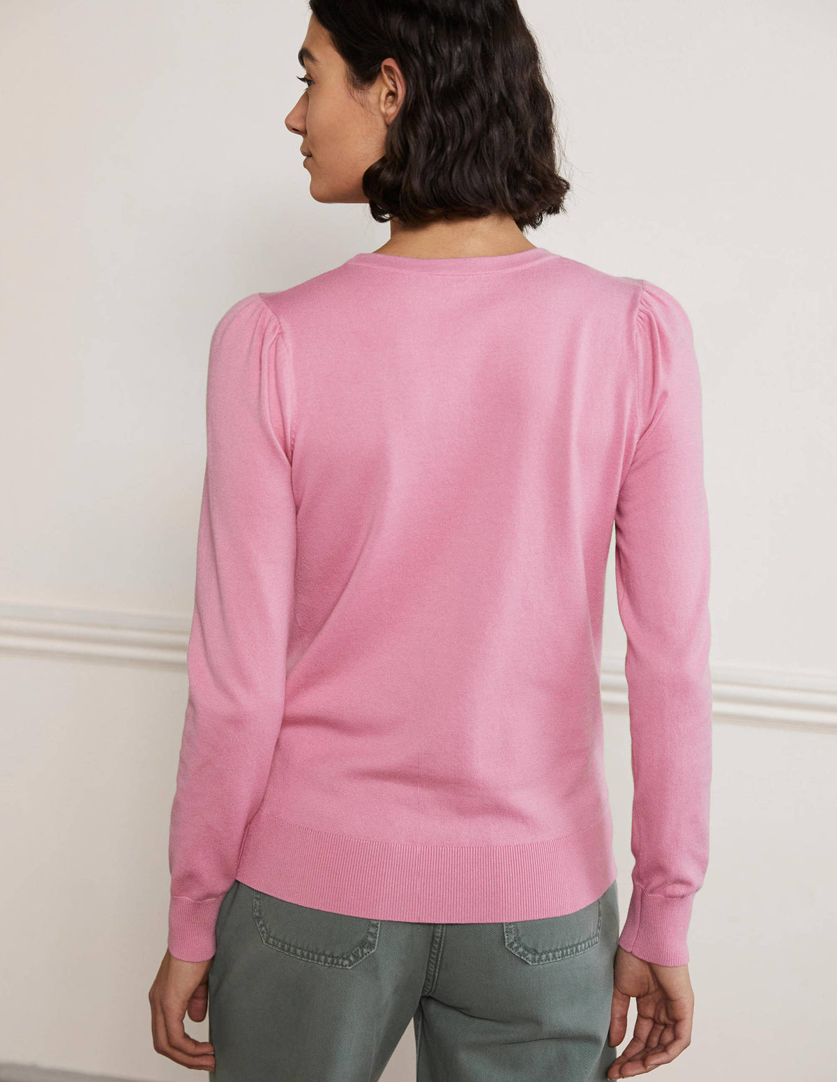 Cotton Crew Neck Sweater-Posy Pink - Image 3