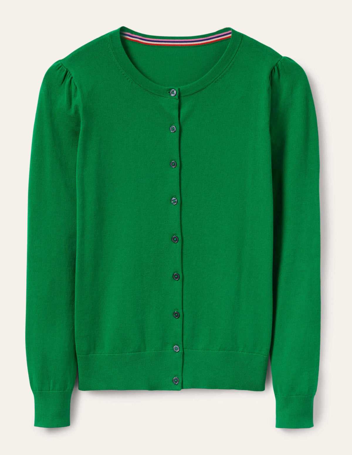 Cotton Crew Neck Cardigan-Highland Green - Image 7