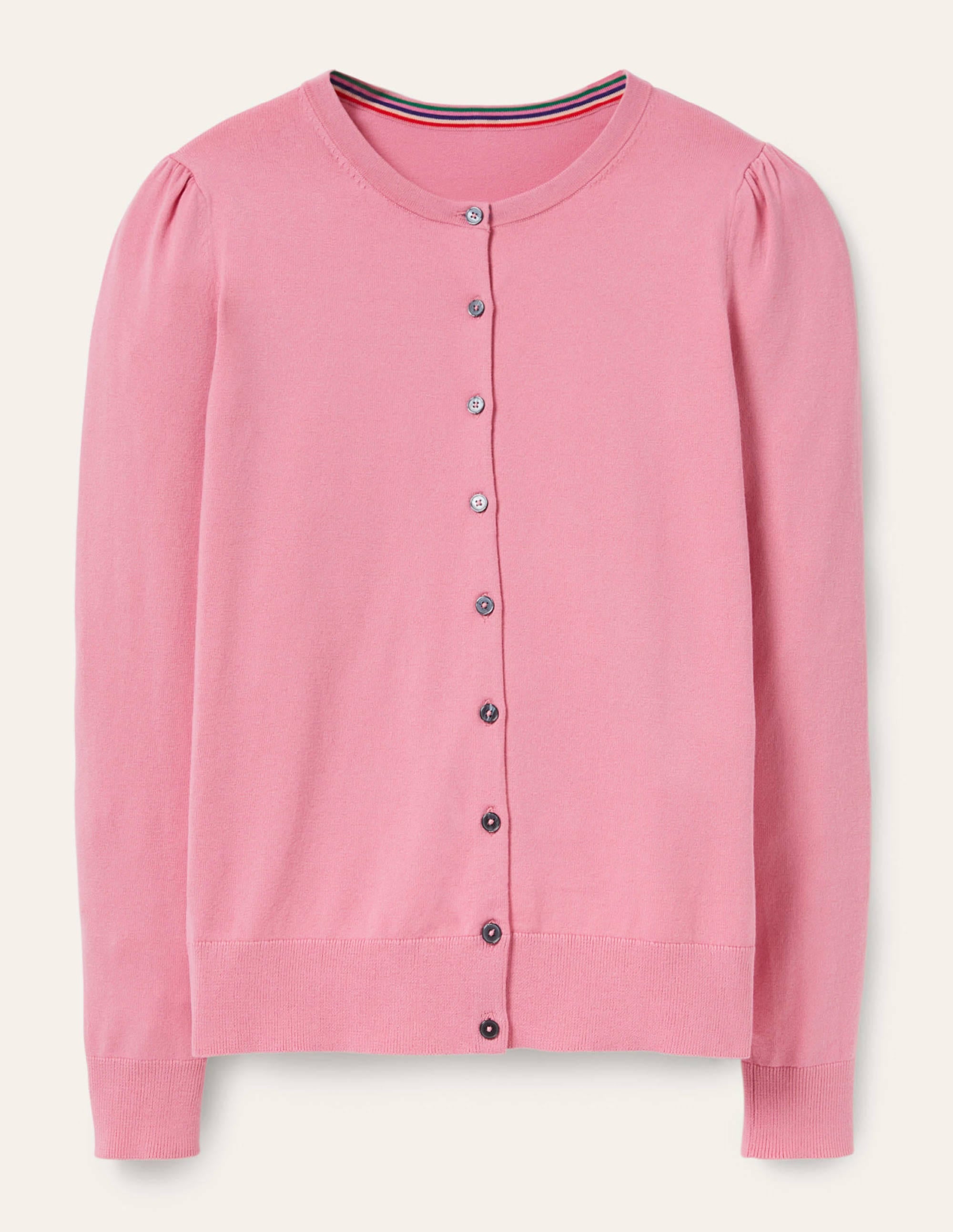 Cotton Crew Neck Cardigan-Posy Pink - Image 6