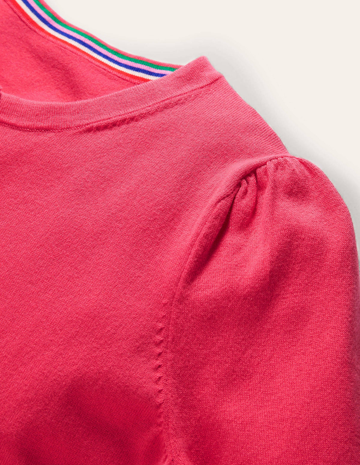 Cotton Crew Neck Cardigan-Radish - Image 6