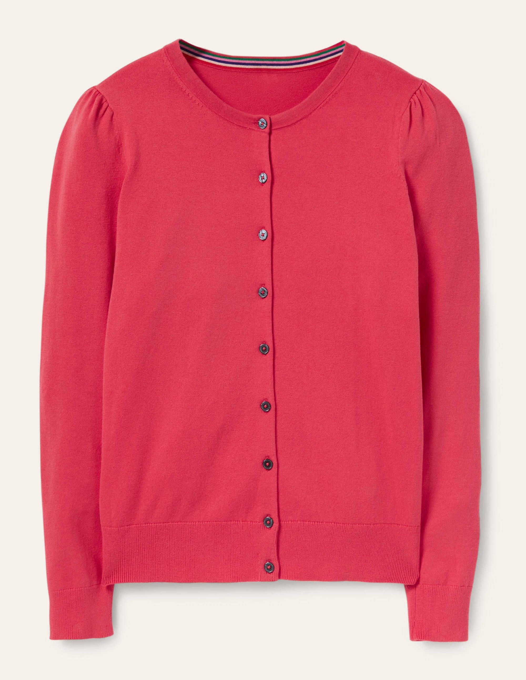 Cotton Crew Neck Cardigan-Radish - Image 7