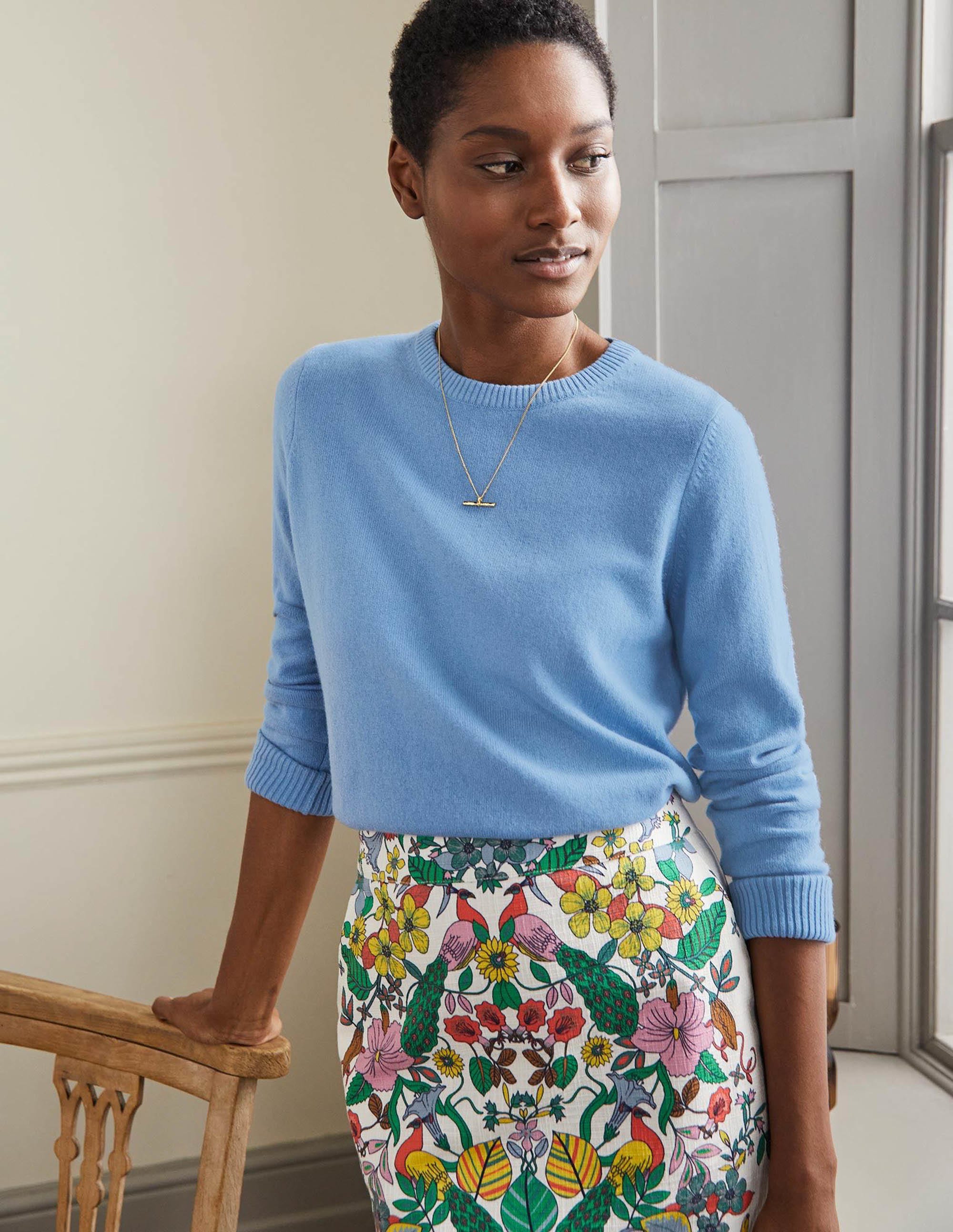 Cashmere Crew Neck Sweater-Riviera Blue - Image 1