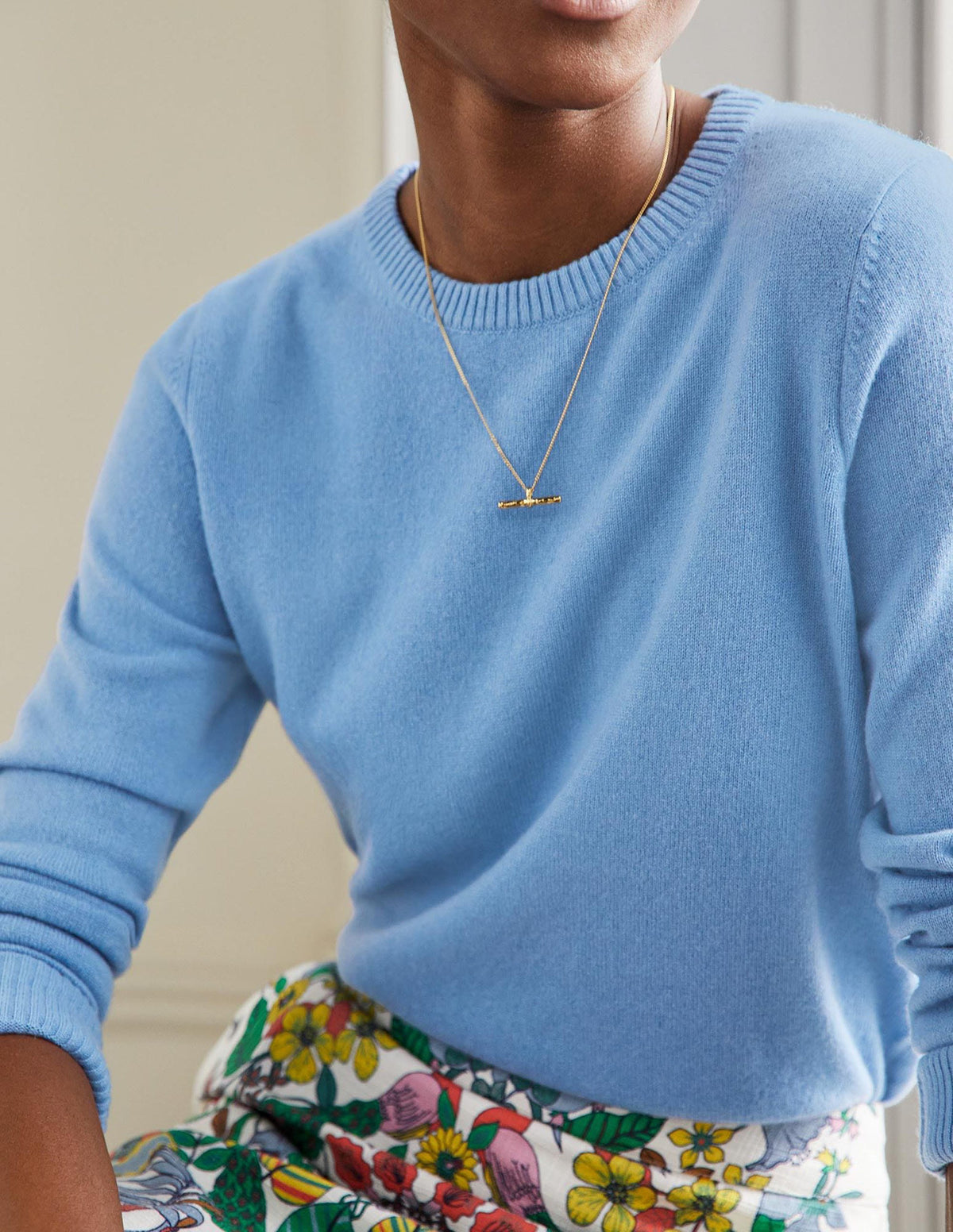 Cashmere Crew Neck Sweater-Riviera Blue-4