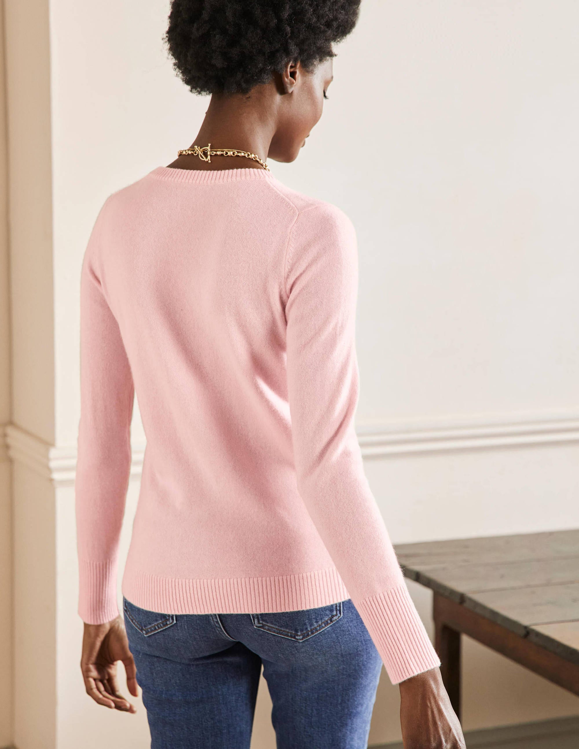 Cashmere Crew Neck Sweater-Pink Blush - Image 3