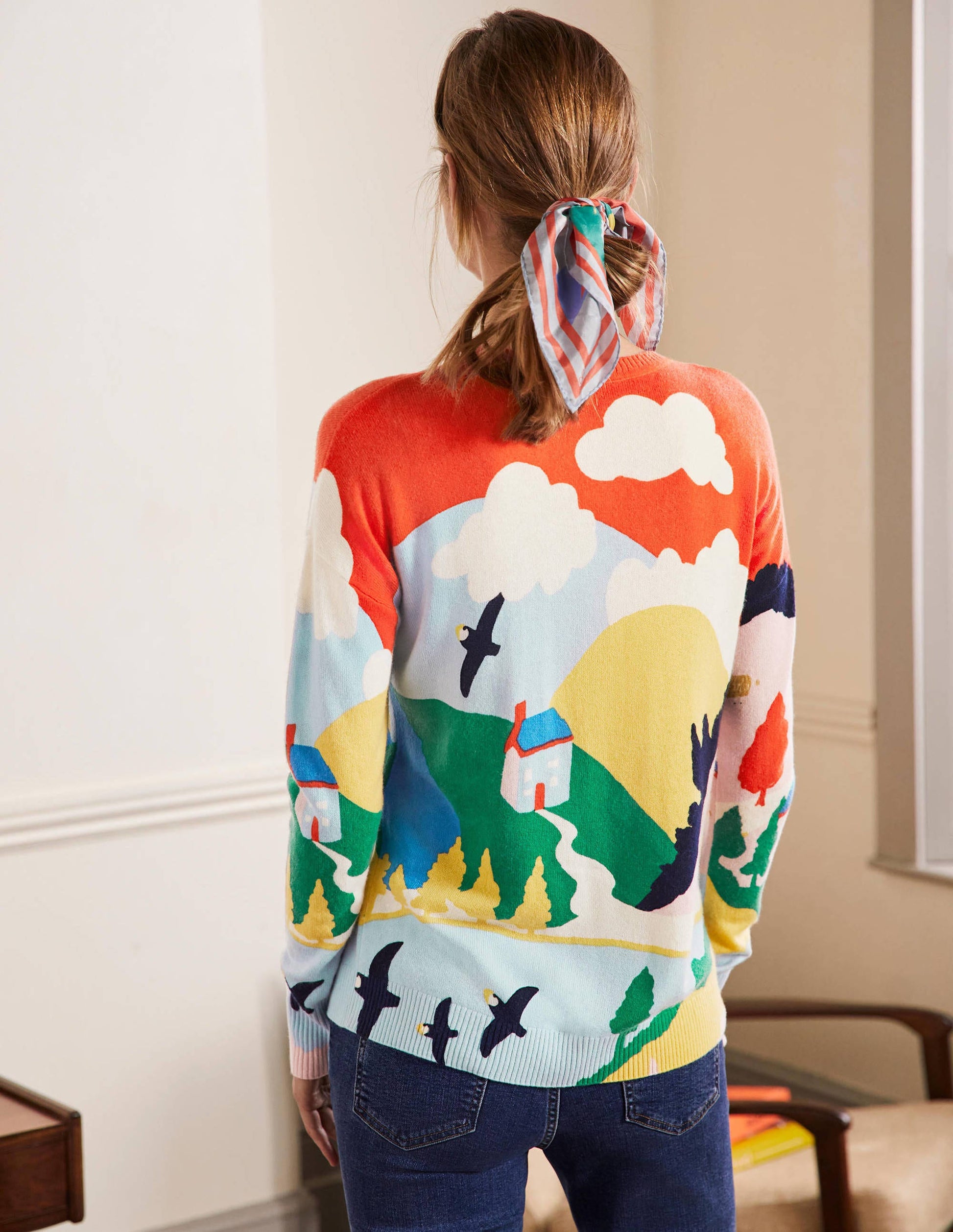 Margot Cashmere Sweater-Chalky Pink, Scenic Meadow-3
