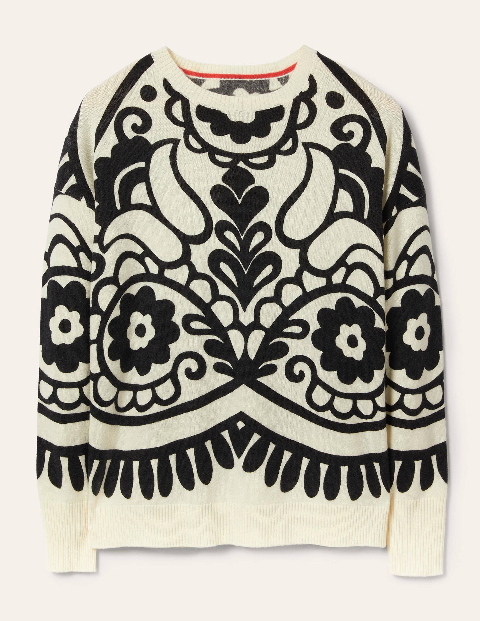 Margot Cashmere Sweater-Ivory, Floral Heart - Image 5