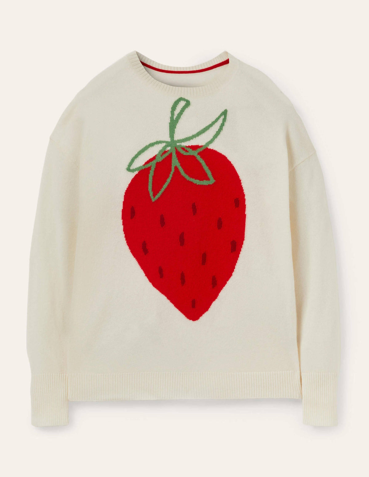 Margot Cashmere Sweater-Ivory, Strawberry - Image 6