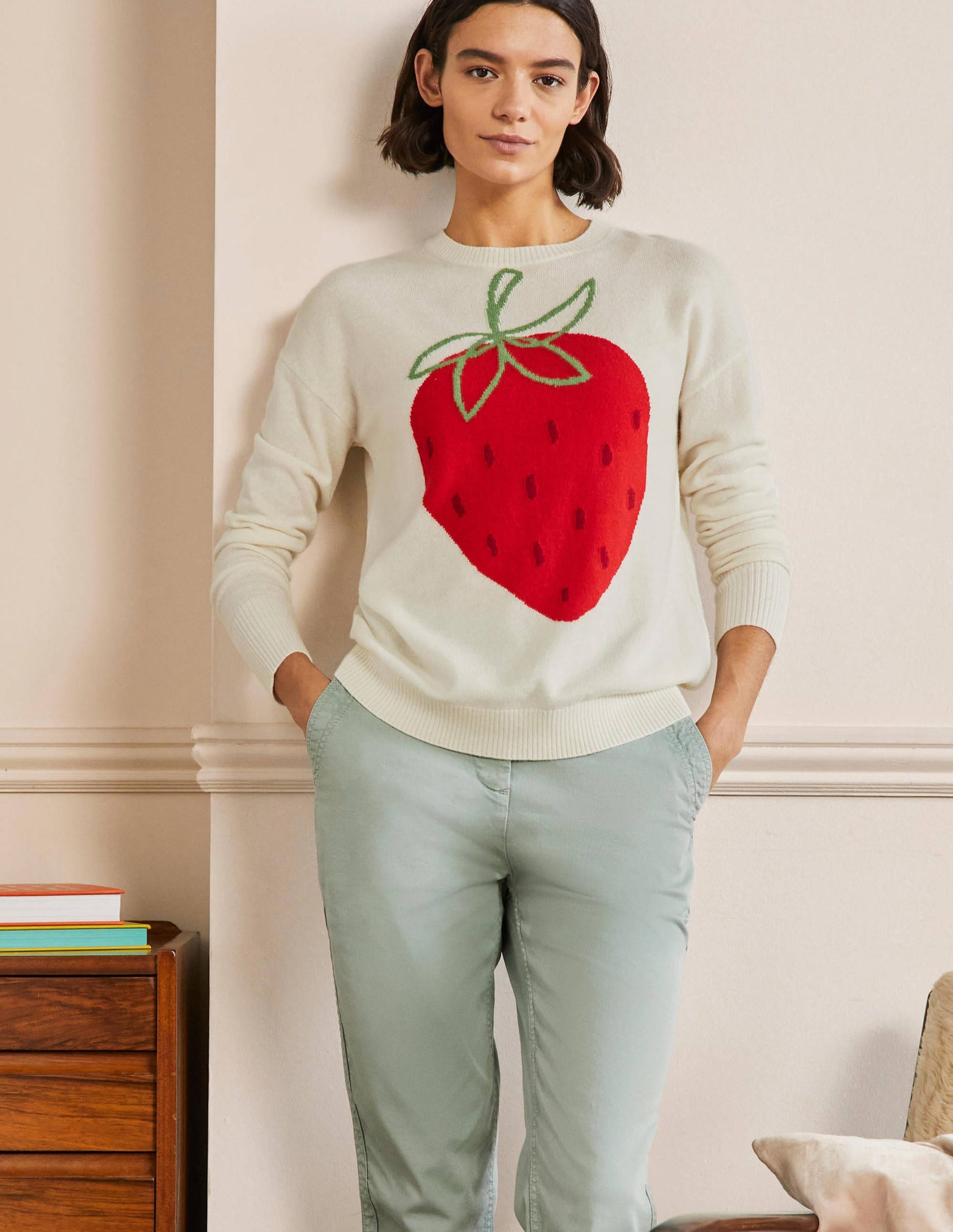 Margot Cashmere Sweater-Ivory, Strawberry-1
