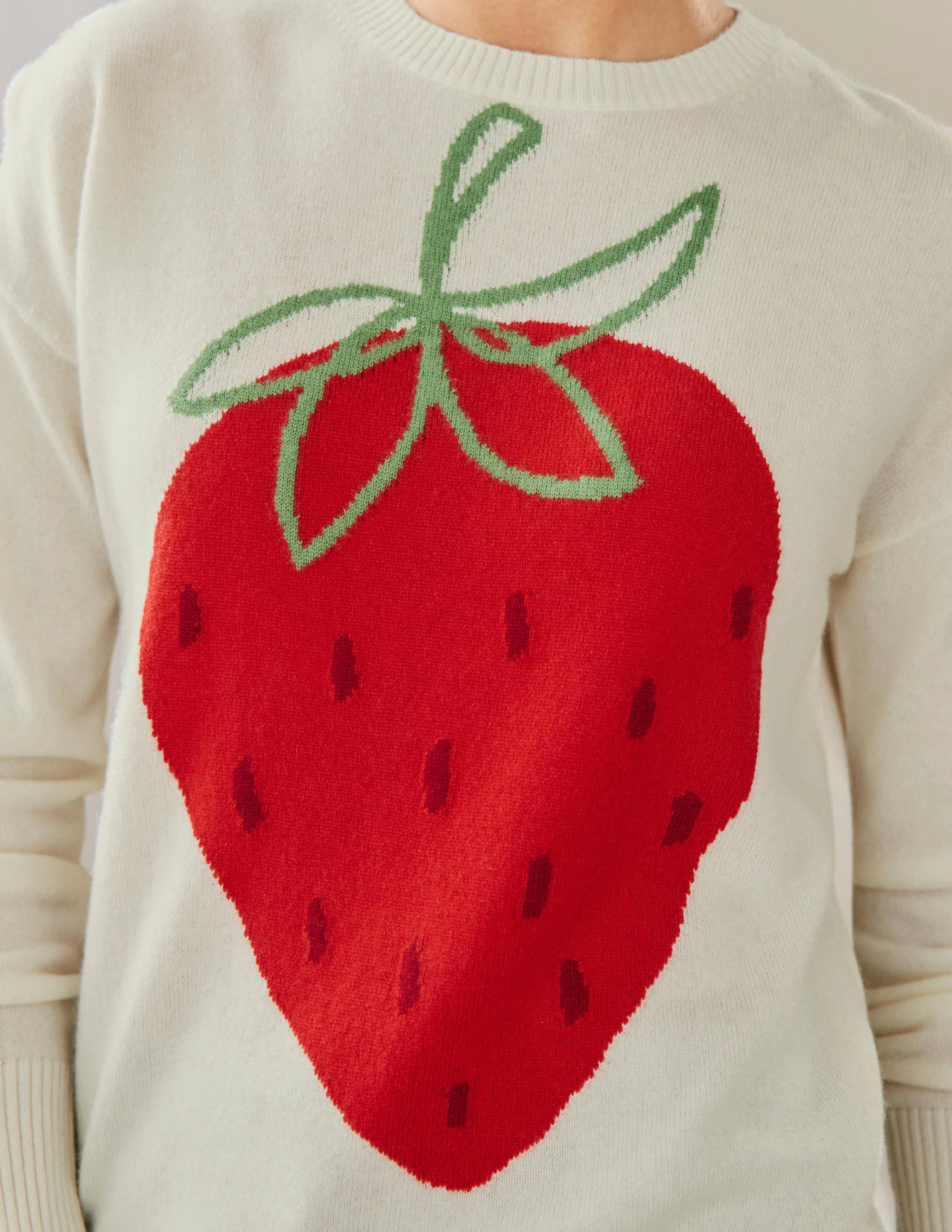 Margot Cashmere Sweater-Ivory, Strawberry - Image 2