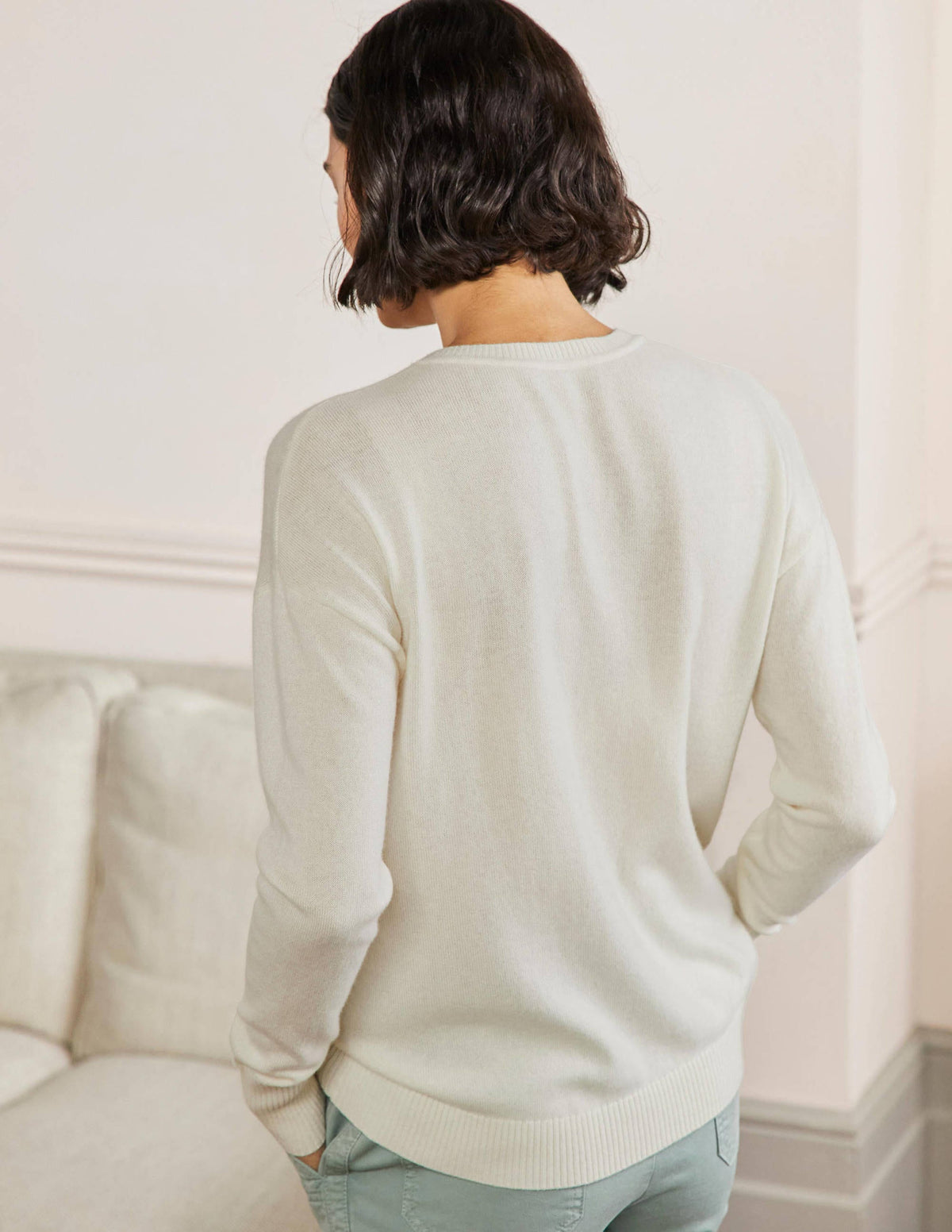 Margot Cashmere Sweater-Ivory, Strawberry - Image 3