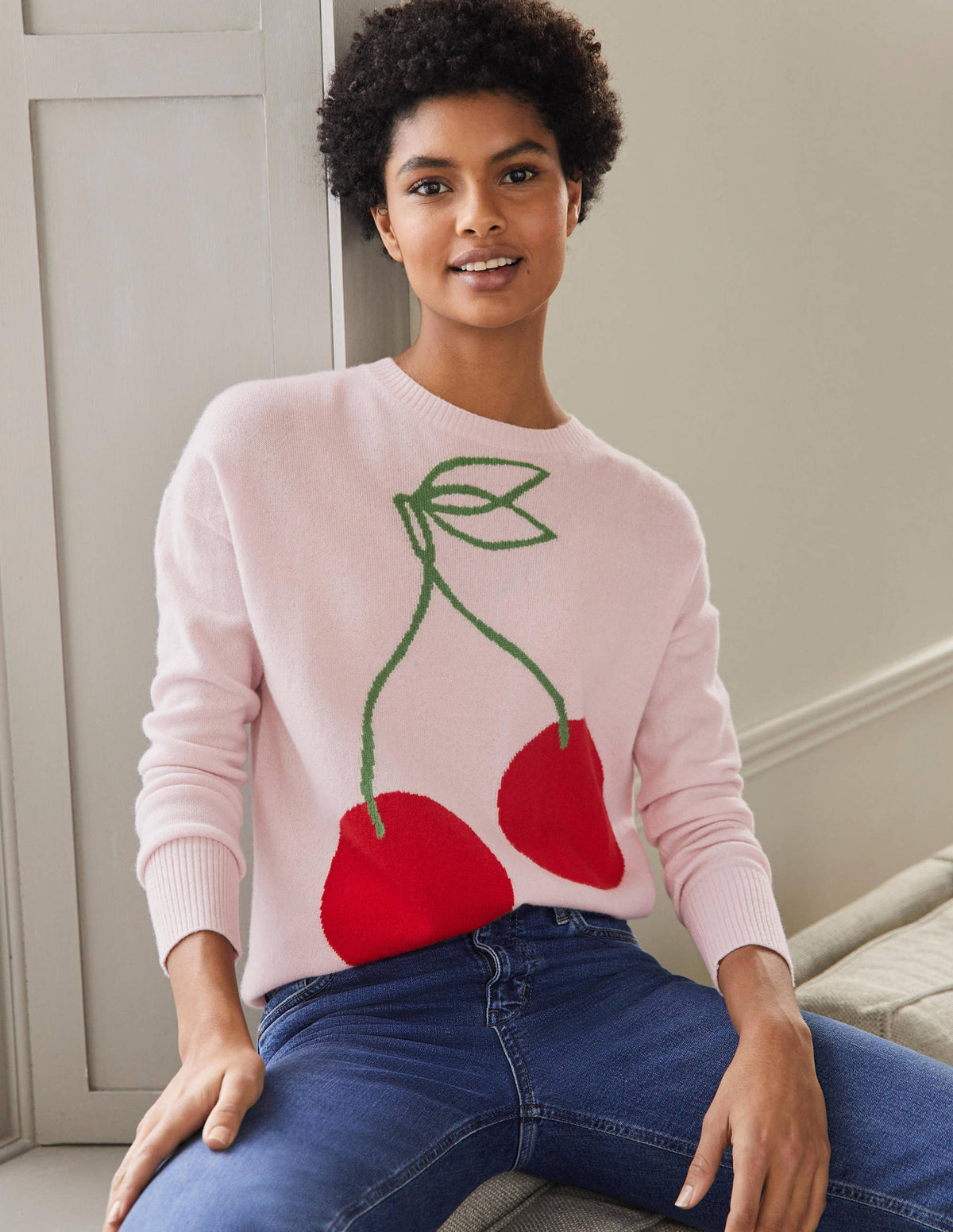 Margot Cashmere Sweater-Milkshake, Cherry-1