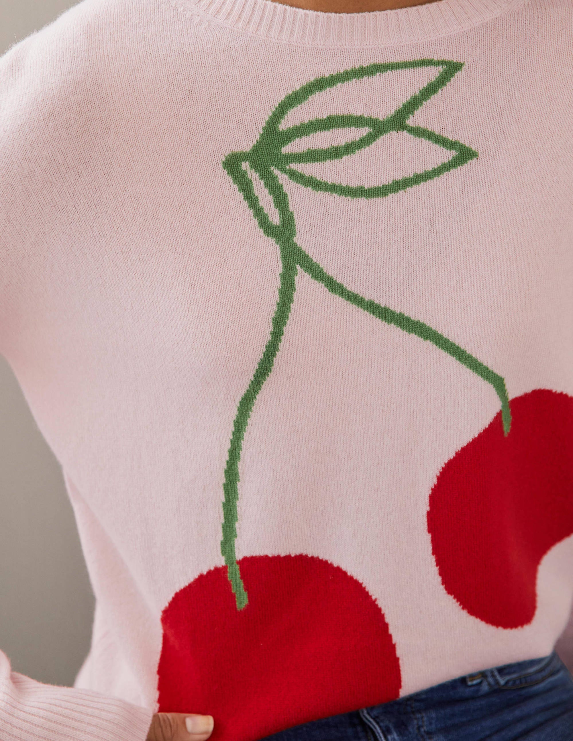 Margot Cashmere Sweater-Milkshake, Cherry - Image 2