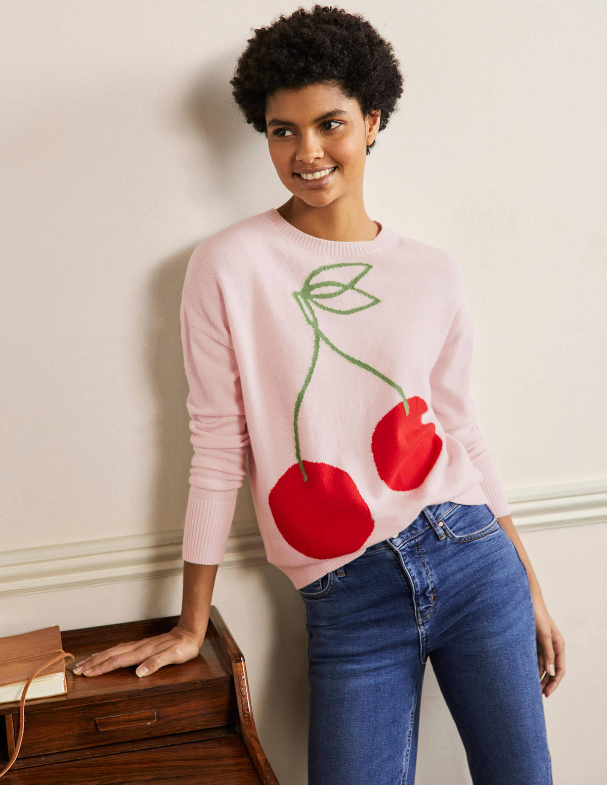 Margot Cashmere Sweater-Milkshake, Cherry-4