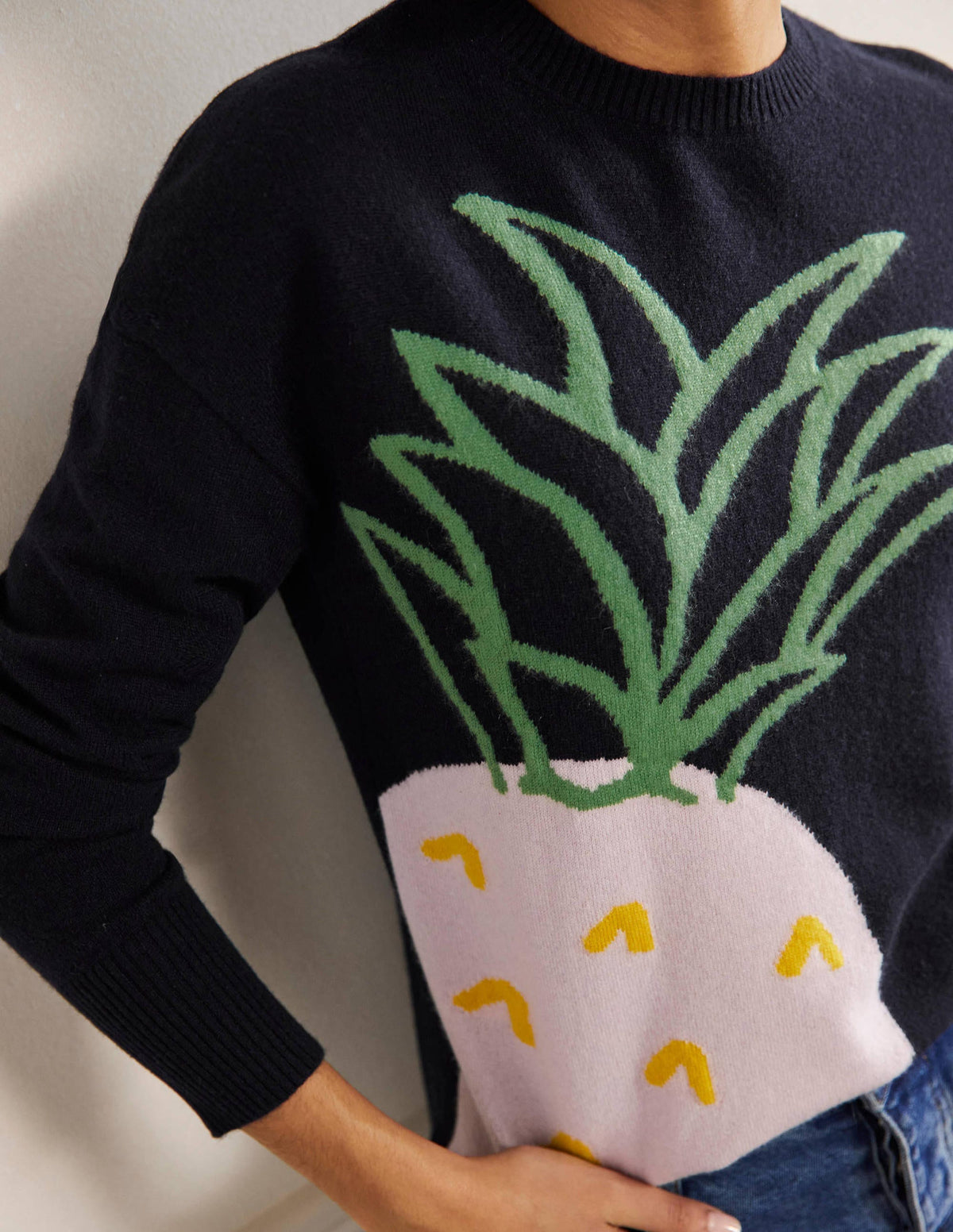 Margot Cashmere Sweater-Navy, Pineapple-2